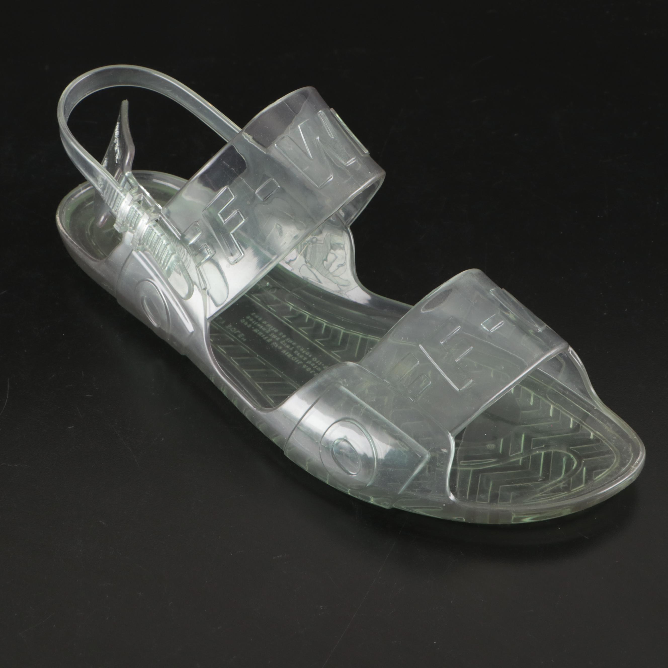 Off-White™ "Zip-Tie" Jelly Sandals in Transparent Light Blue Rubber, With Box
