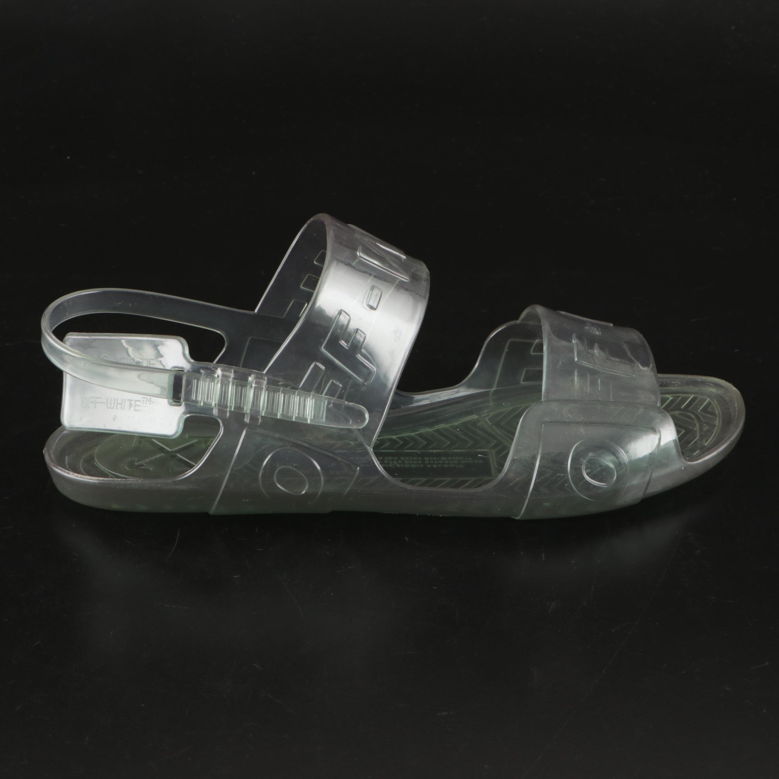 Off-White™ "Zip-Tie" Jelly Sandals in Transparent Light Blue Rubber, With Box