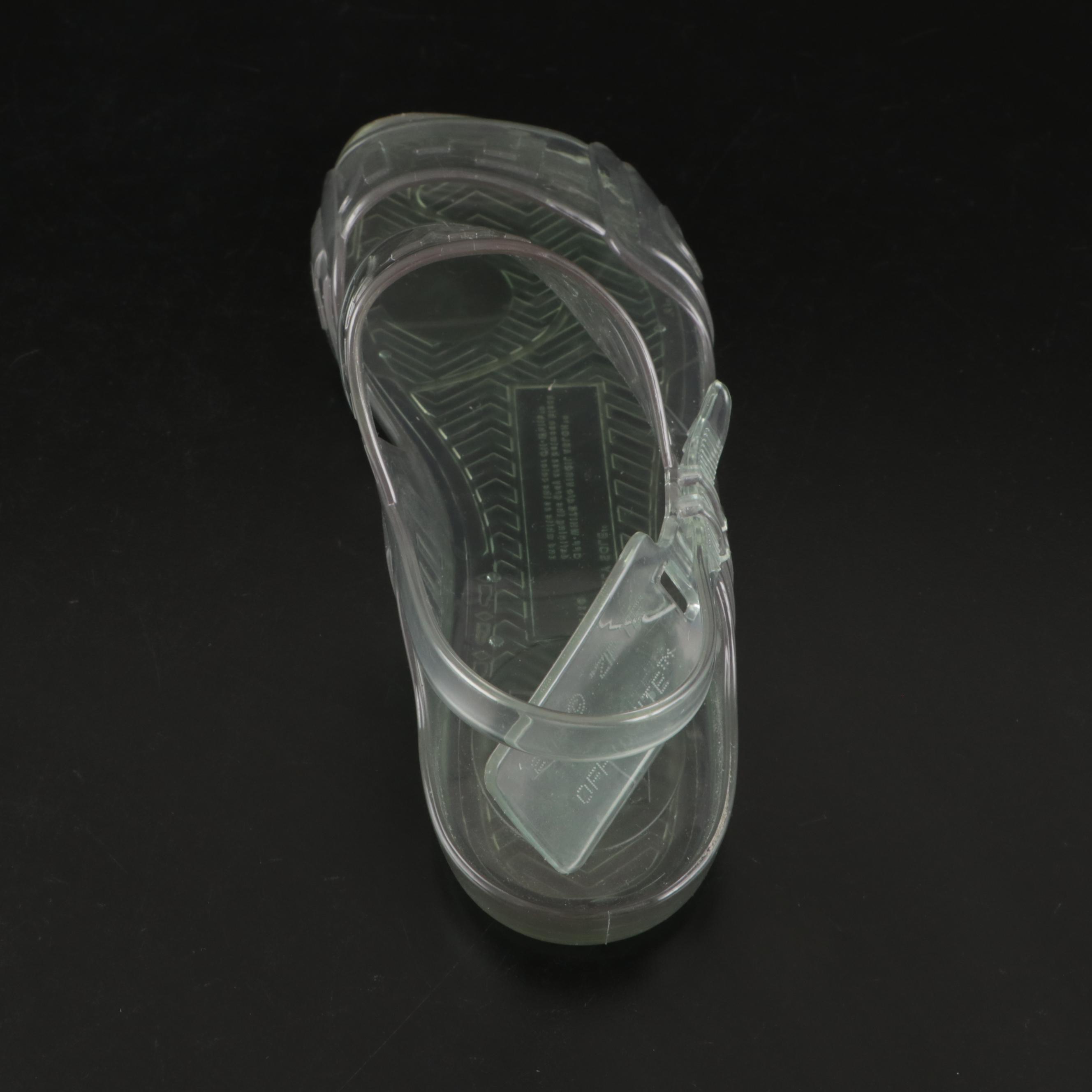 Off-White™ "Zip-Tie" Jelly Sandals in Transparent Light Blue Rubber, With Box
