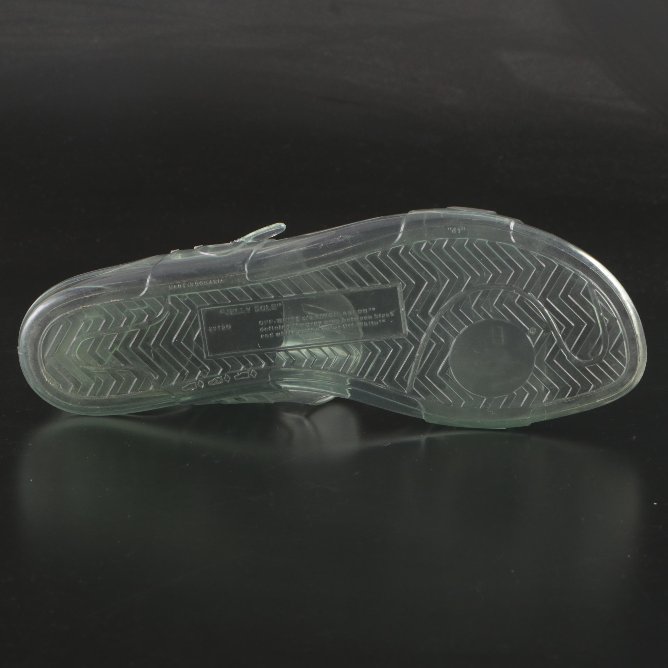Off-White™ "Zip-Tie" Jelly Sandals in Transparent Light Blue Rubber, With Box