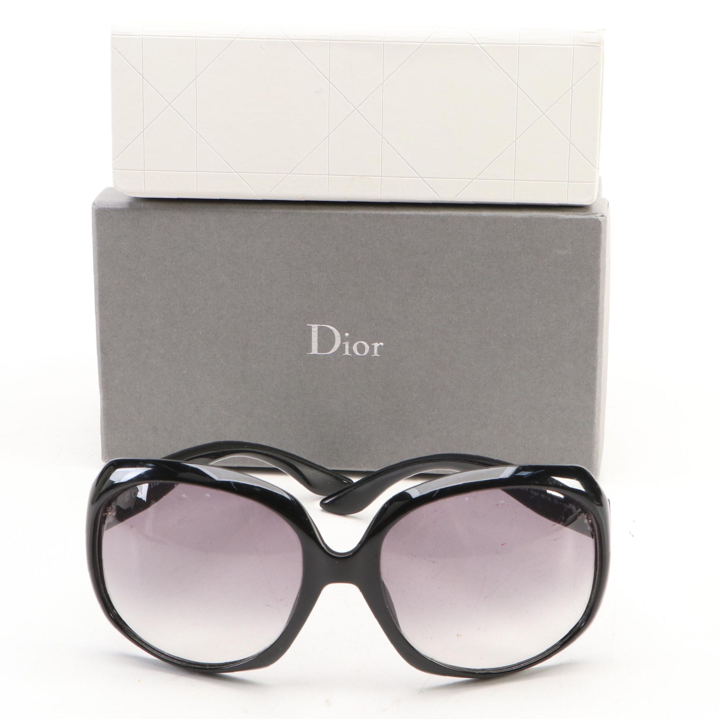 Christian Dior Glossy 1 Black Oversized Sunglasses with Case