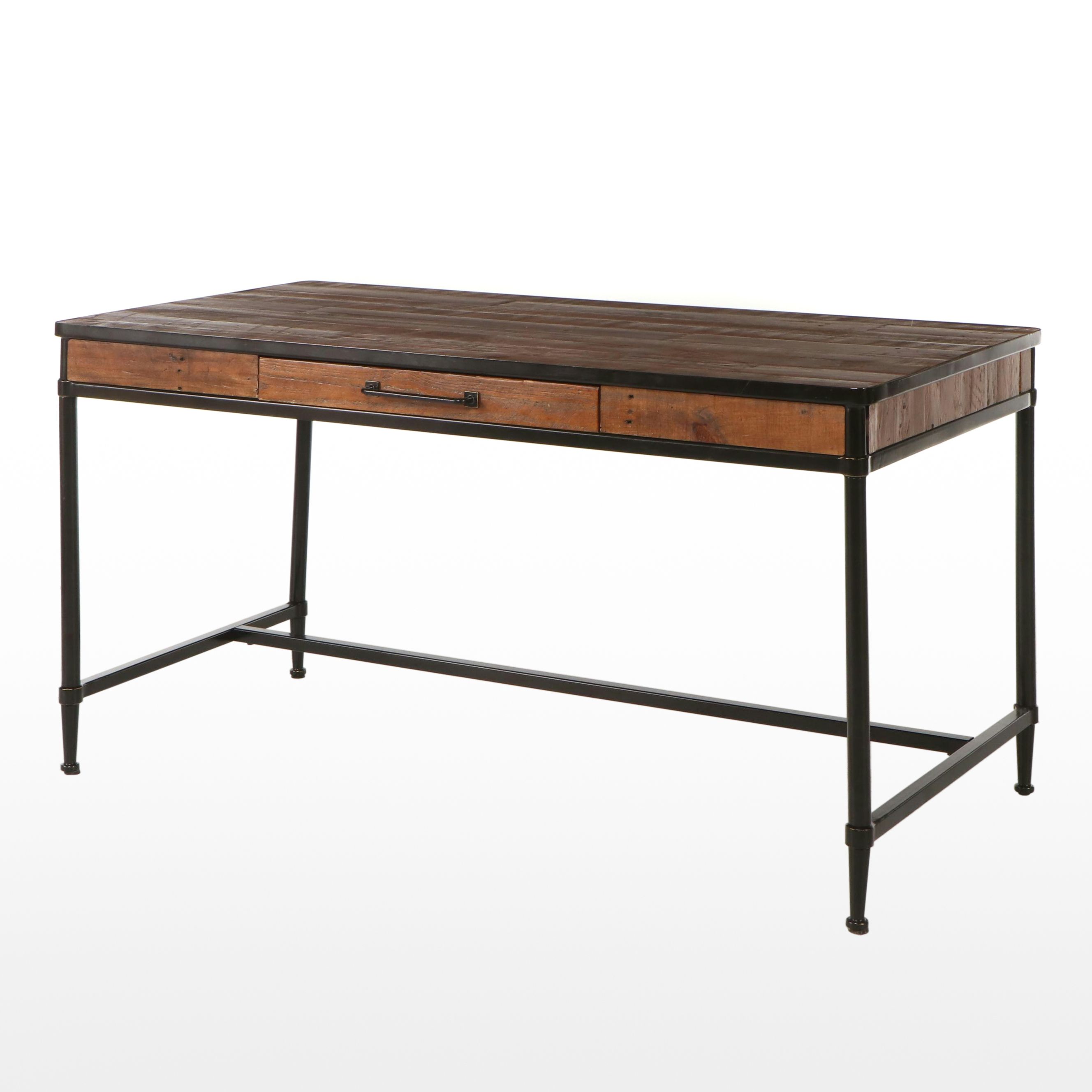 Pottery Barn "Juno" Industrial Style Pine and Metal Desk, 2019