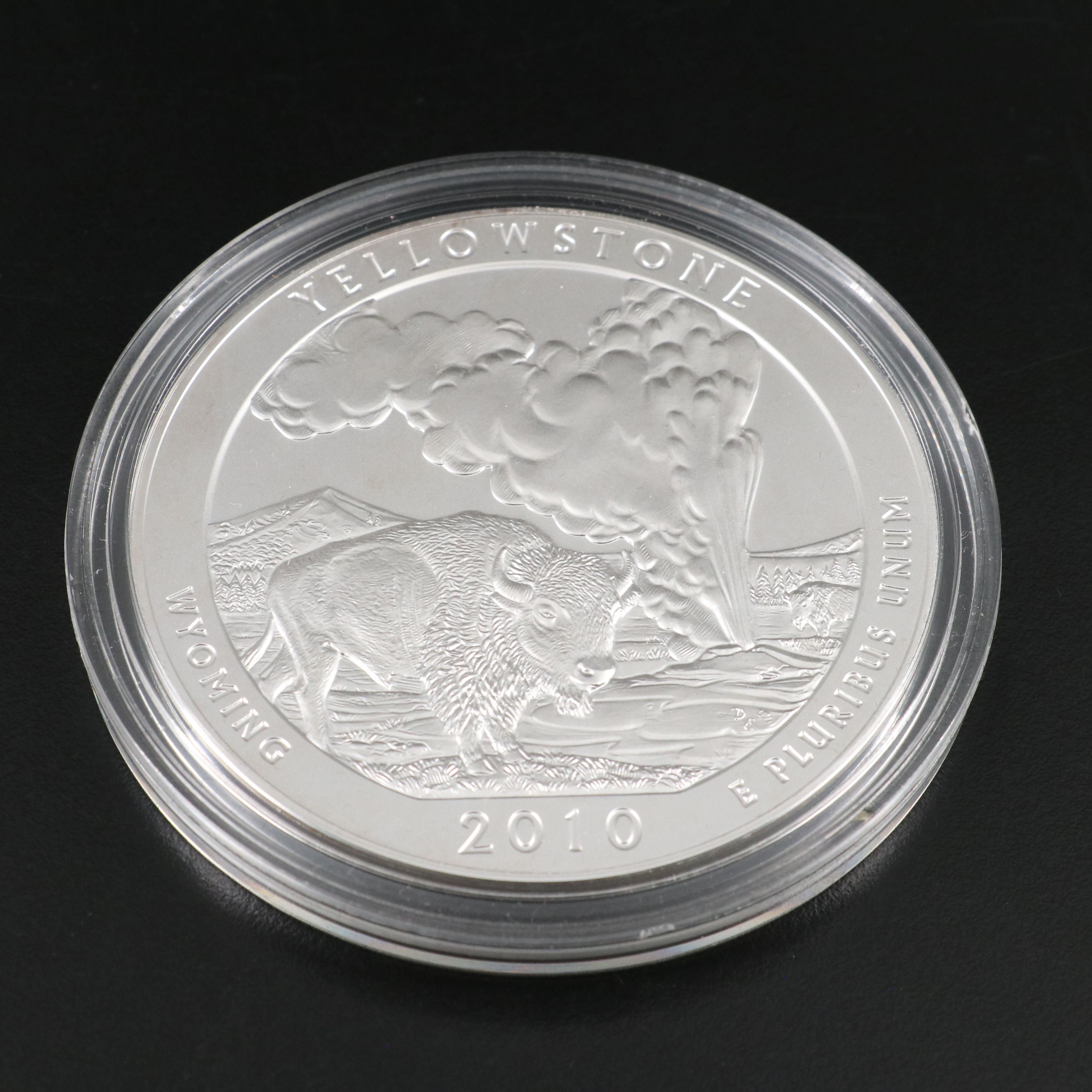 2010 America the Beautiful Five Ounce  coin commemorating Yellowstone