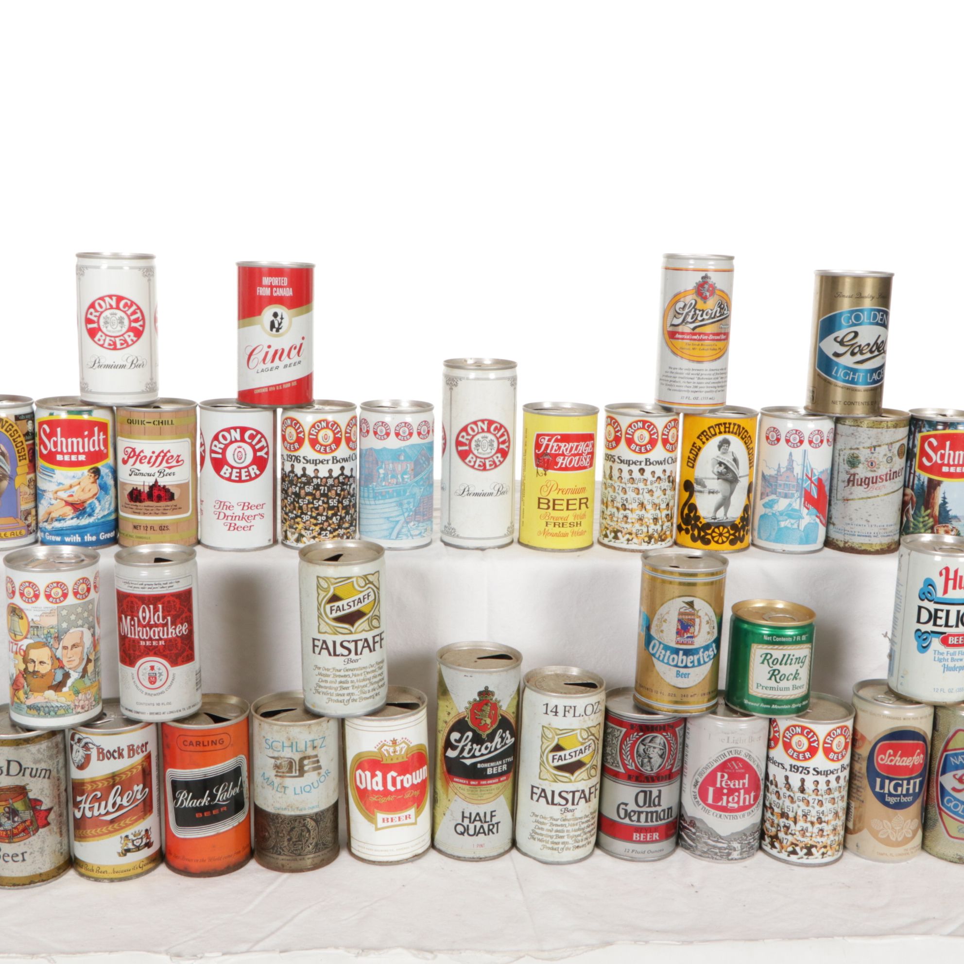 Rolling Rock, Peter Hand Brewing, Huber, and More 1970s and 1980s Beer Cans