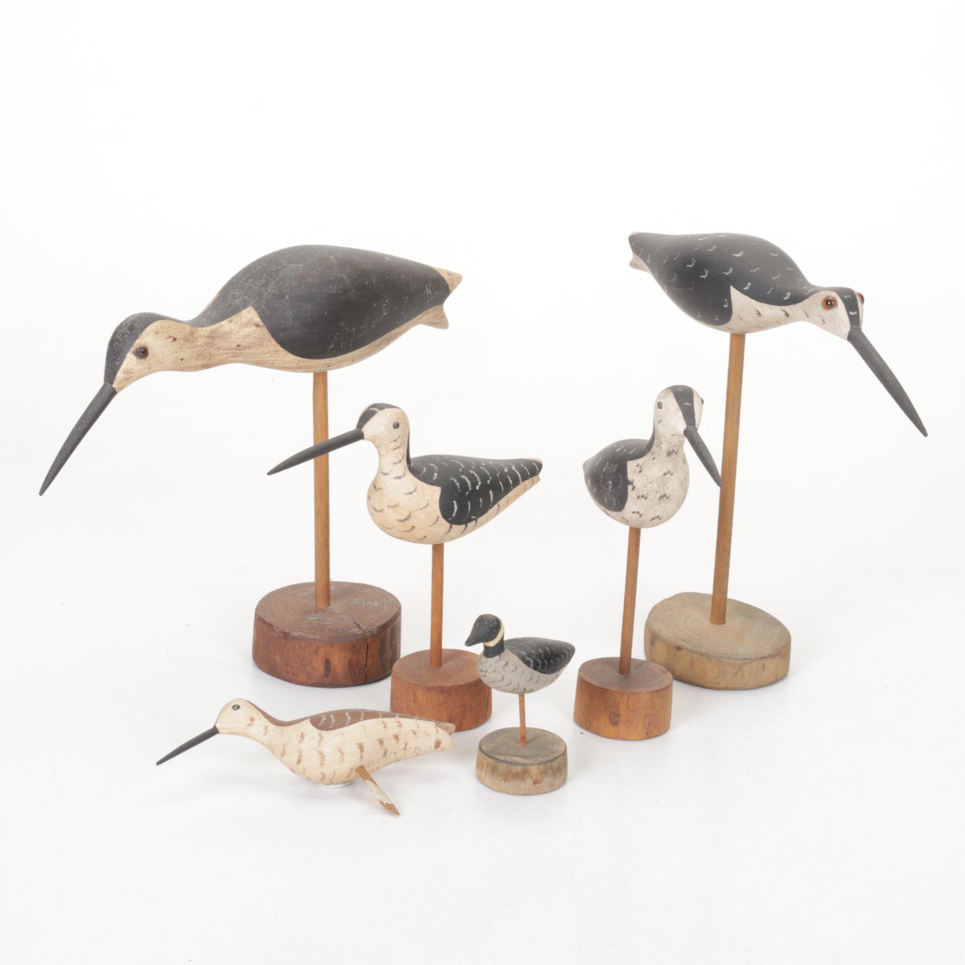 Timothy Stevens Hand-Carved Shorebird Figurines