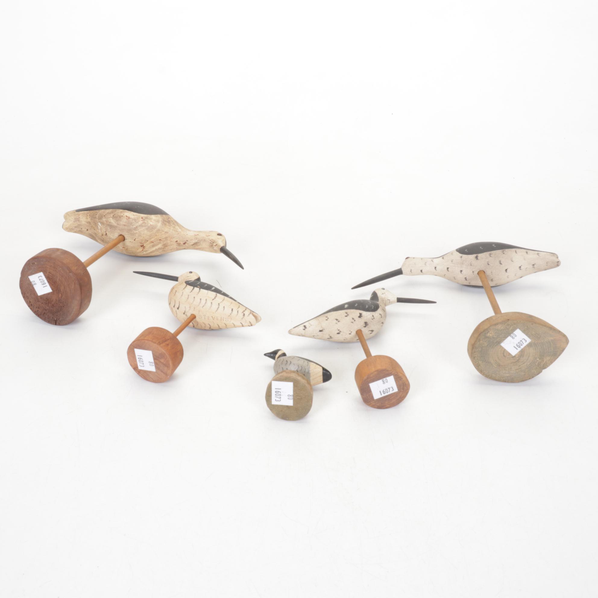 Timothy Stevens Hand-Carved Shorebird Figurines