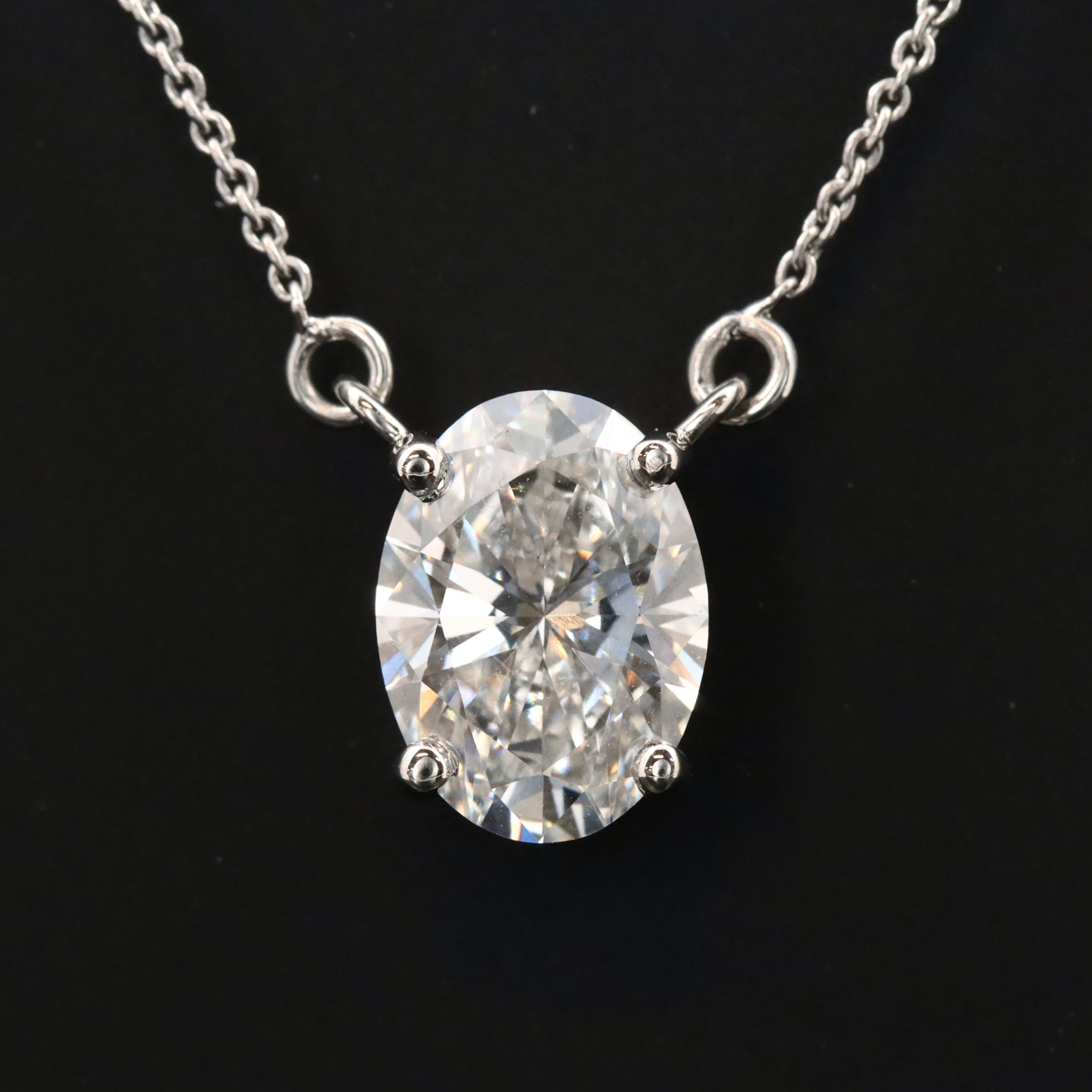 Platinum 3.03 CT Lab Grown Diamond Solitaire Necklace with IGI Report