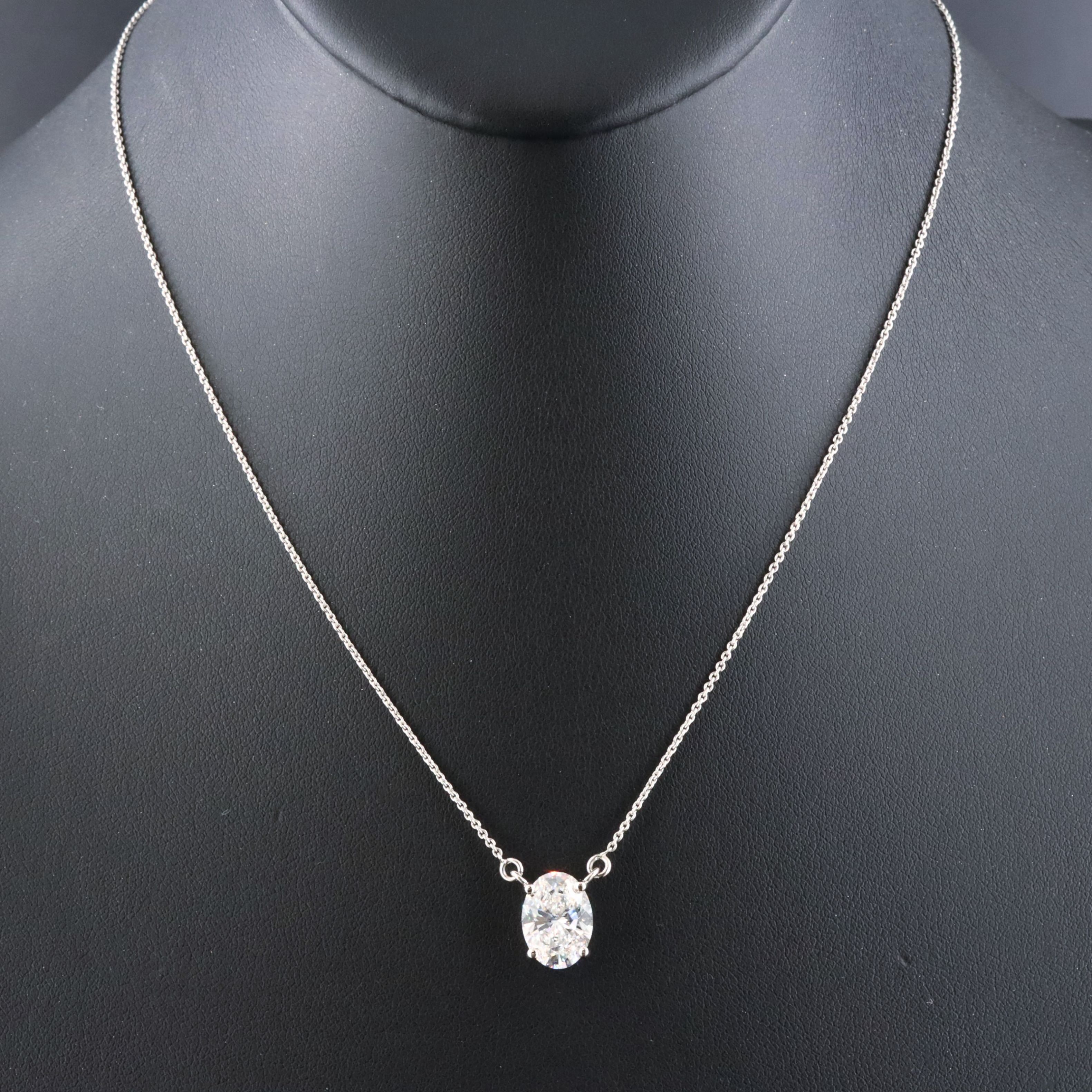 Platinum 3.03 CT Lab Grown Diamond Solitaire Necklace with IGI Report