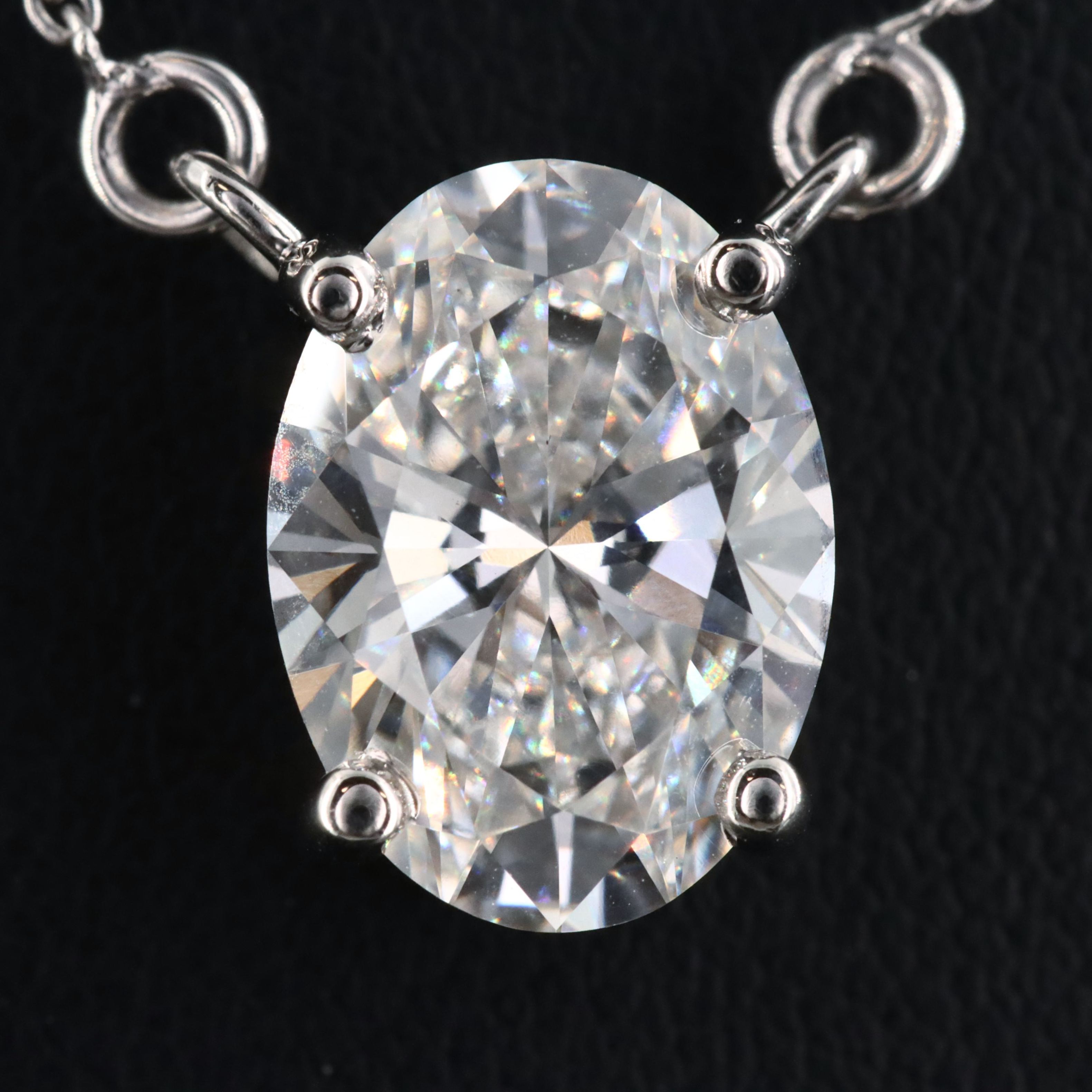 Platinum 3.03 CT Lab Grown Diamond Solitaire Necklace with IGI Report