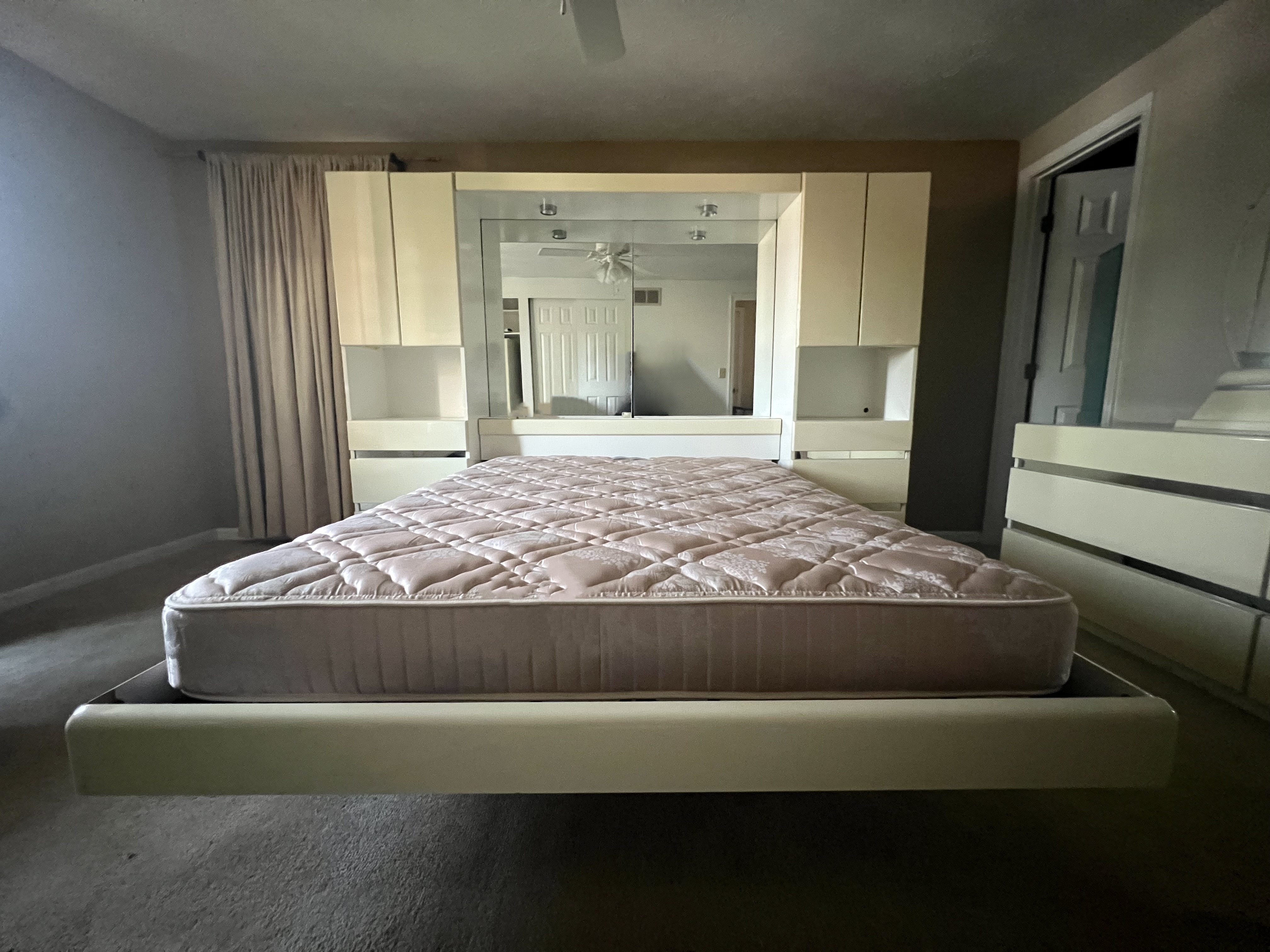 Millennium Queen Size Gloss Laminate Platform Bed Ensemble with Bookcases