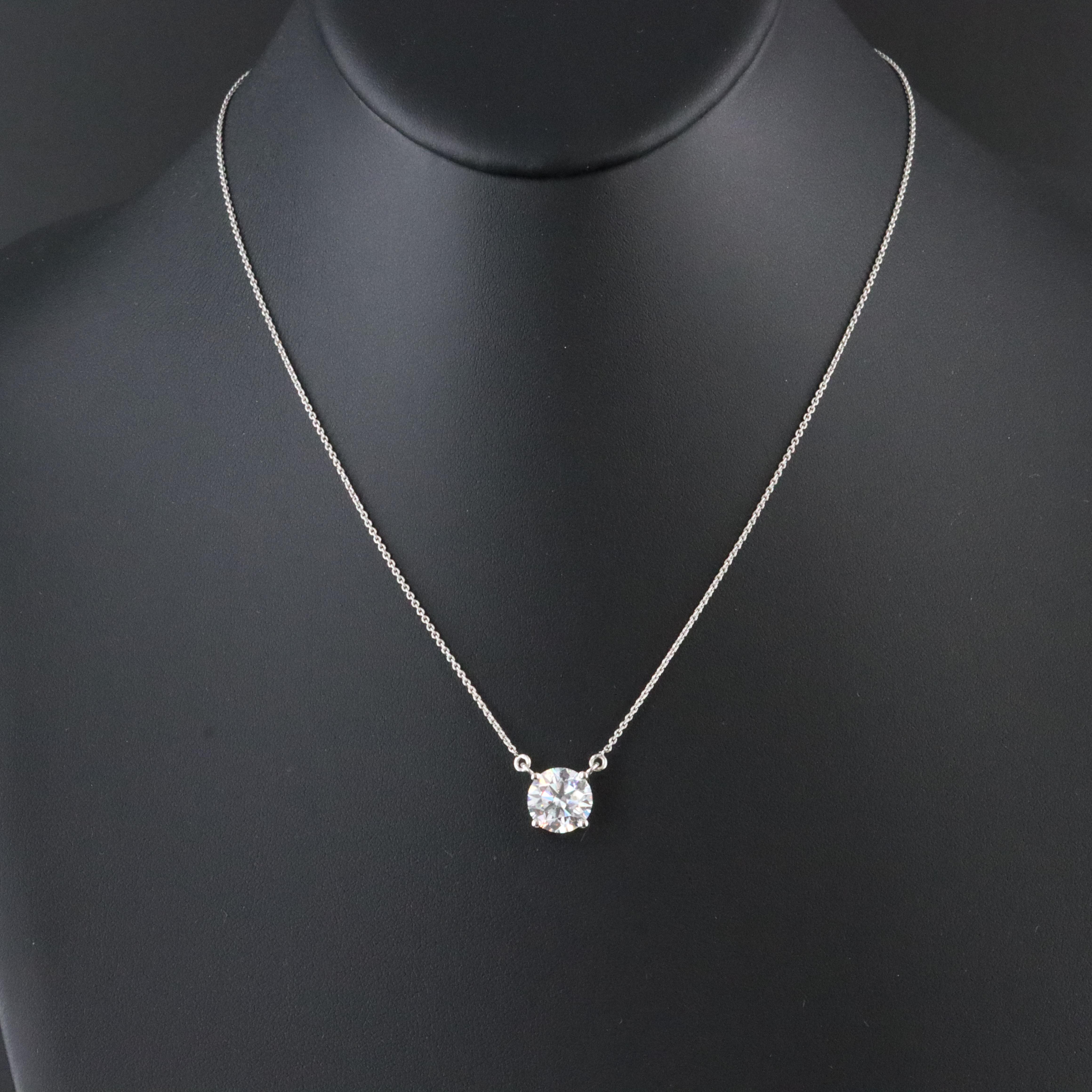 Platinum 3.50 CT Lab Grown Diamond Solitaire Necklace with IGI Report