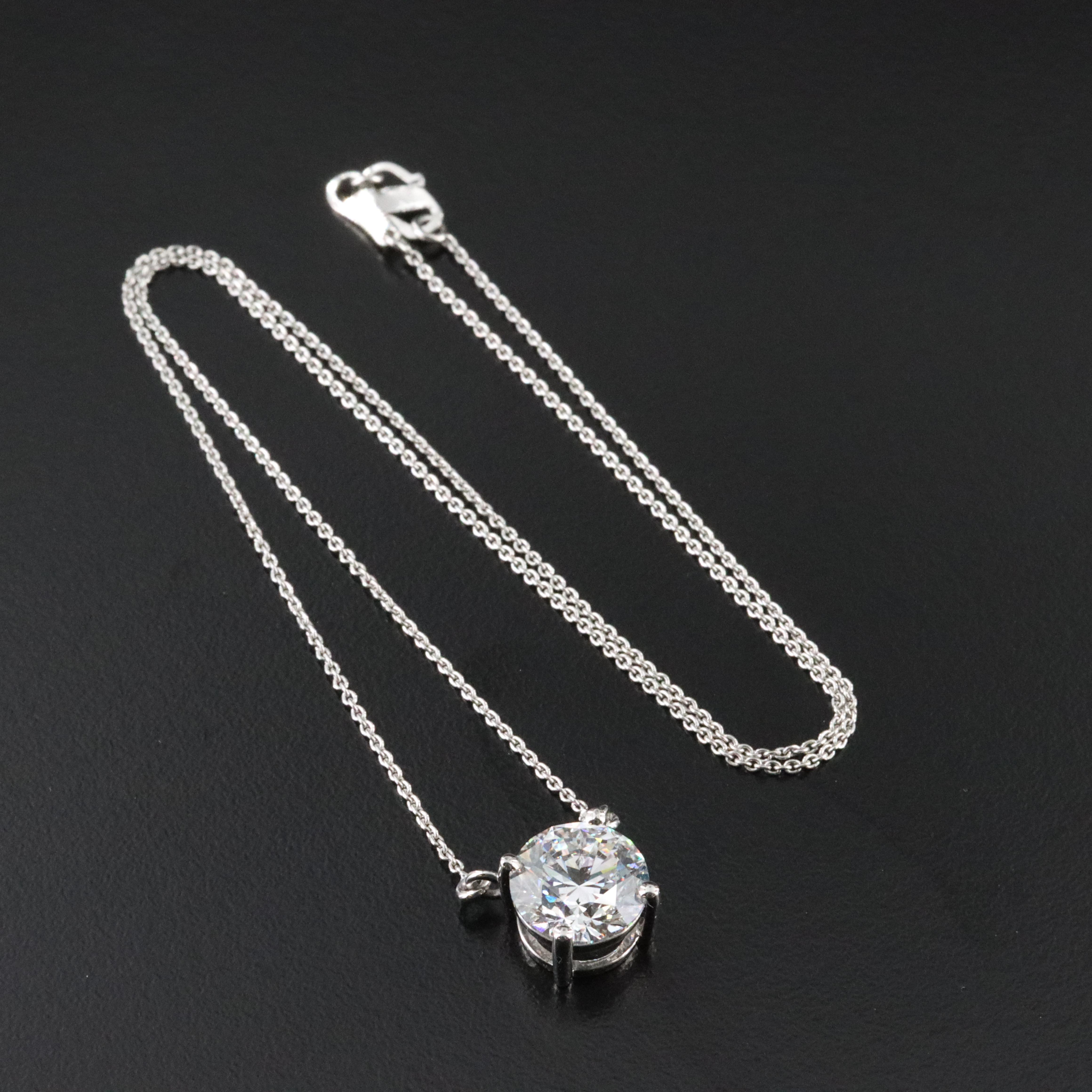 Platinum 3.50 CT Lab Grown Diamond Solitaire Necklace with IGI Report