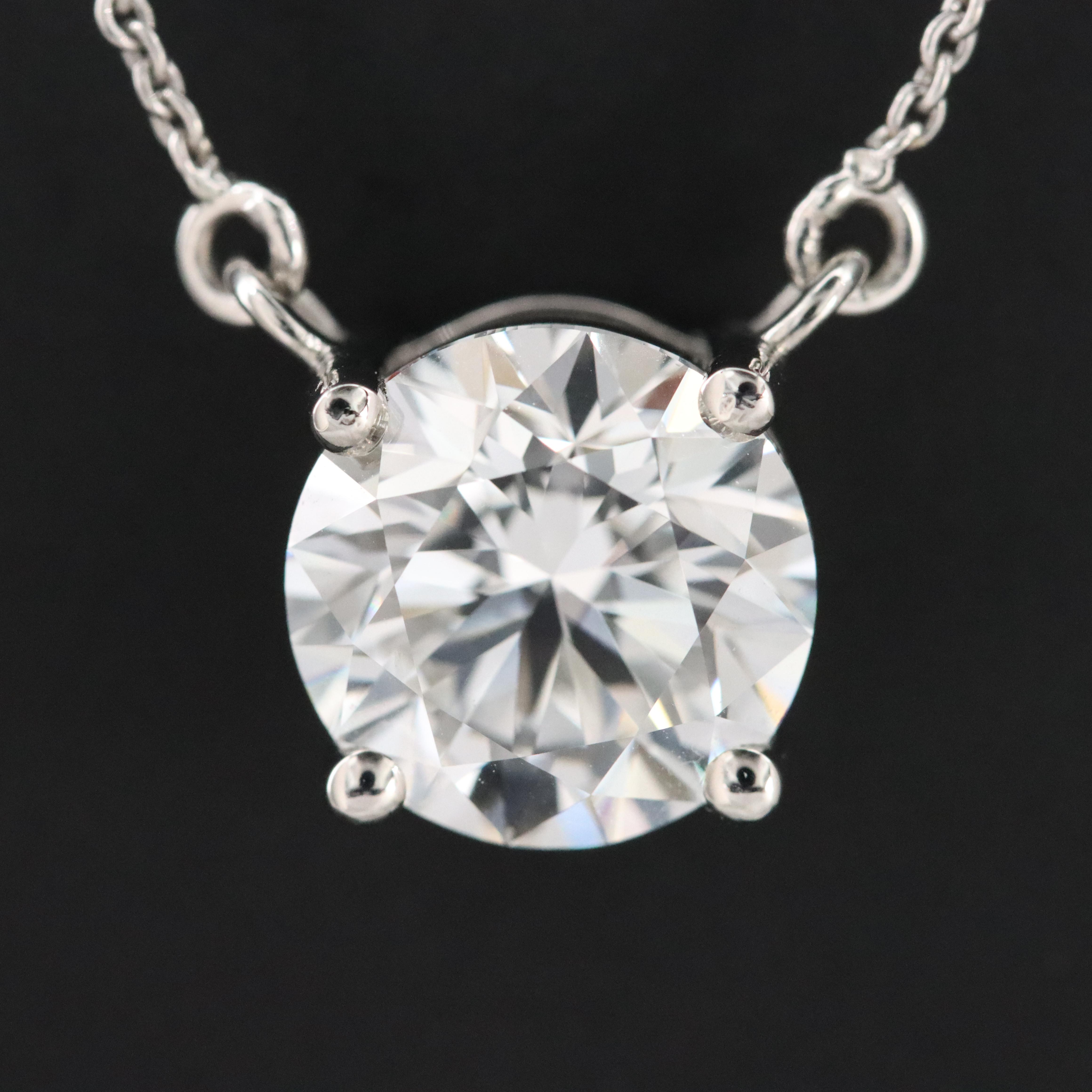 Platinum 3.50 CT Lab Grown Diamond Solitaire Necklace with IGI Report