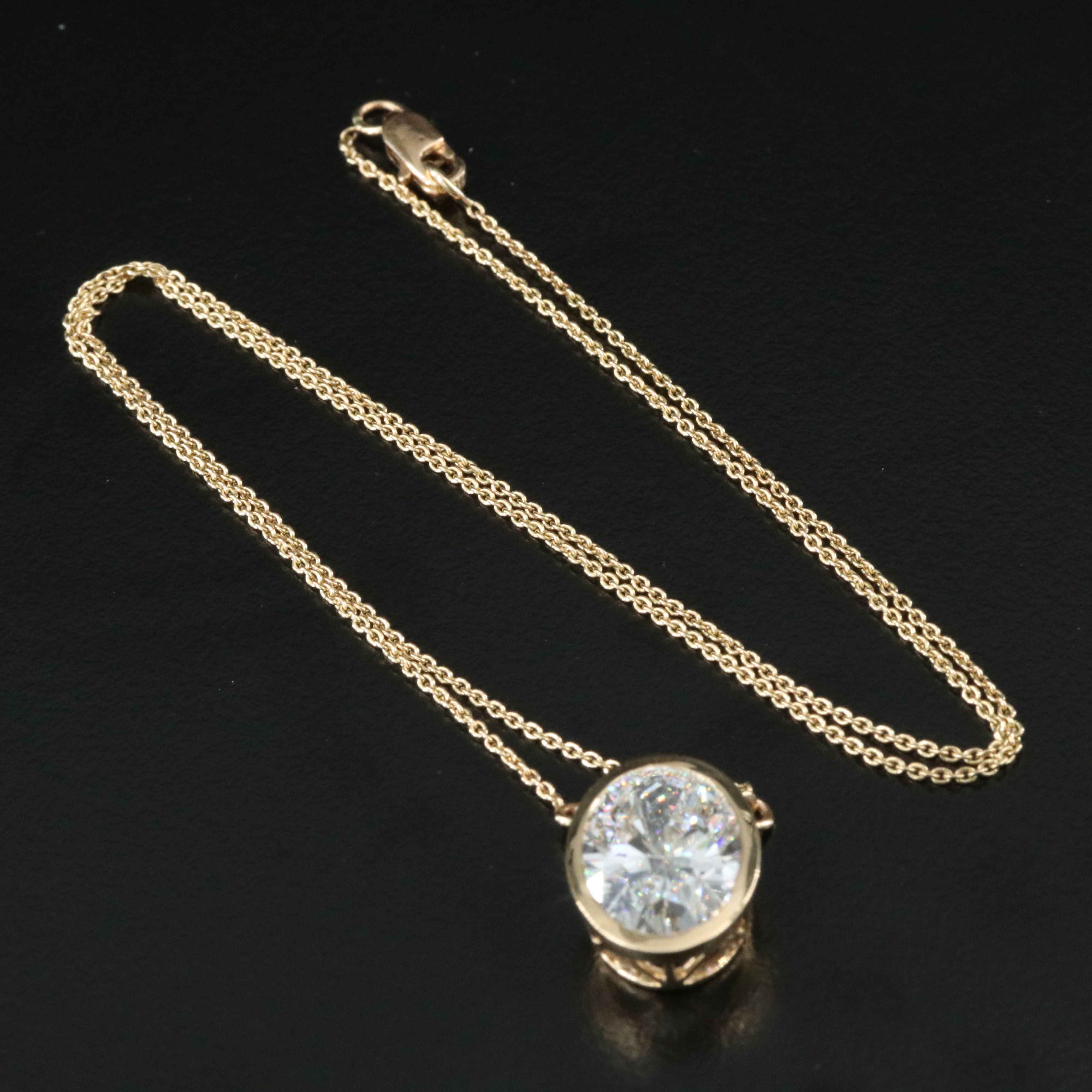 18K 4.59 CT Lab Grown Diamond Solitaire Necklace with IGI Report