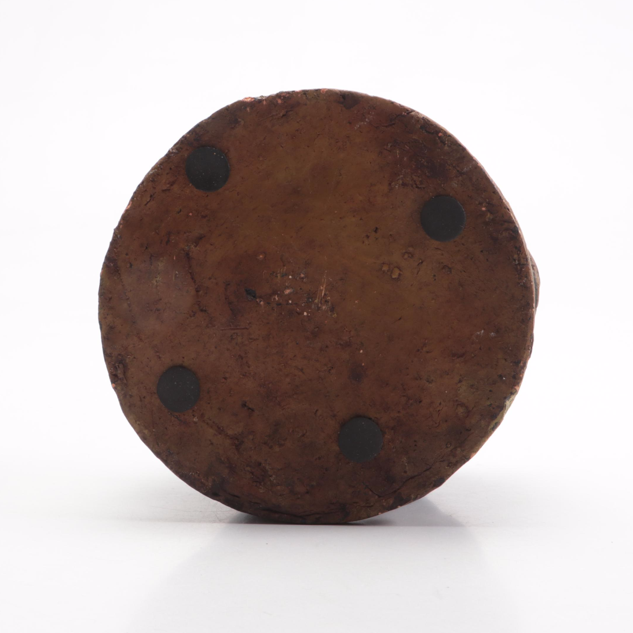 Ceramic Circle of Friends Candle Holder with Resin American Indian Holding Pipe