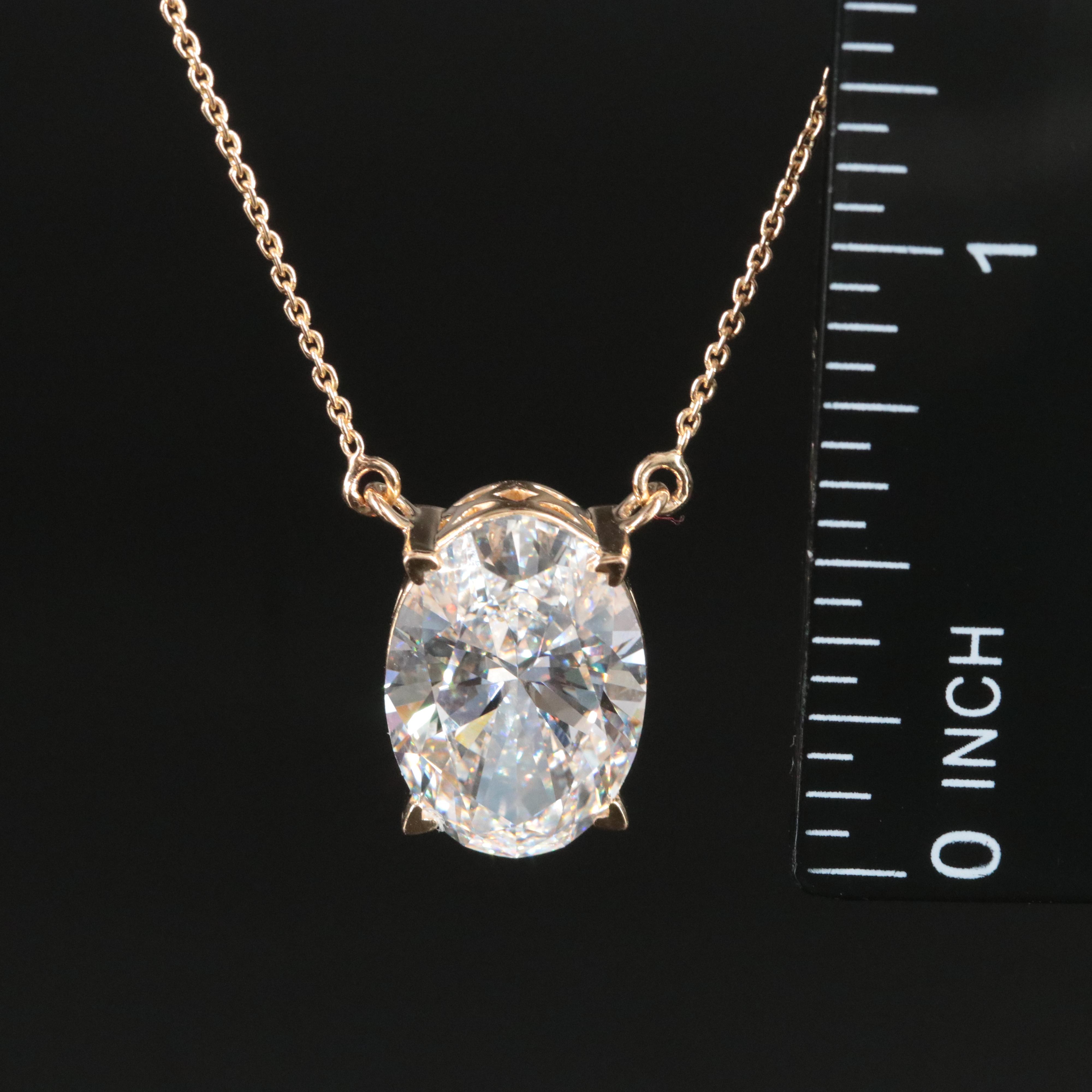 18K 6.01 CT Lab Grown Diamond Solitaire Necklace with IGI Report