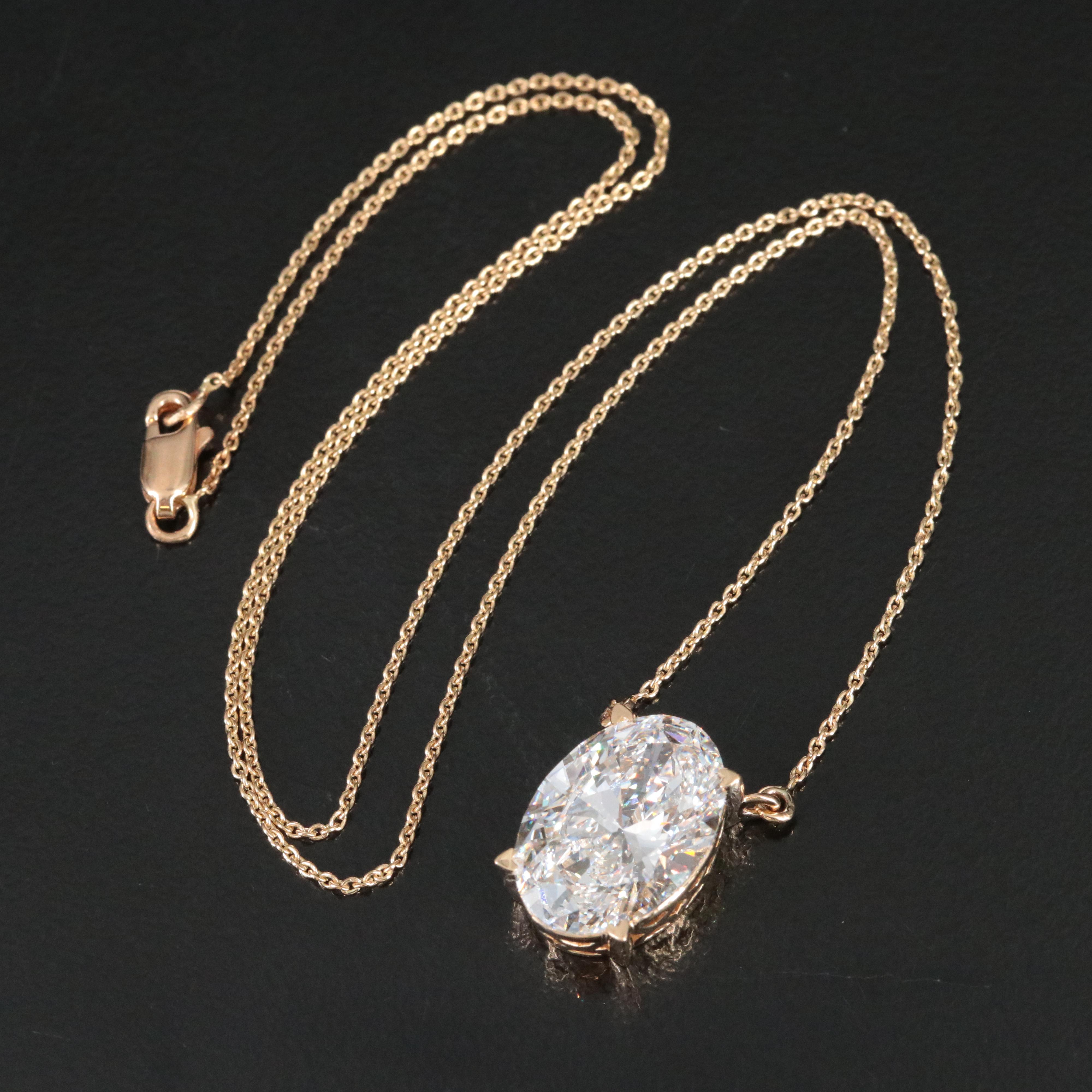 18K 6.01 CT Lab Grown Diamond Solitaire Necklace with IGI Report