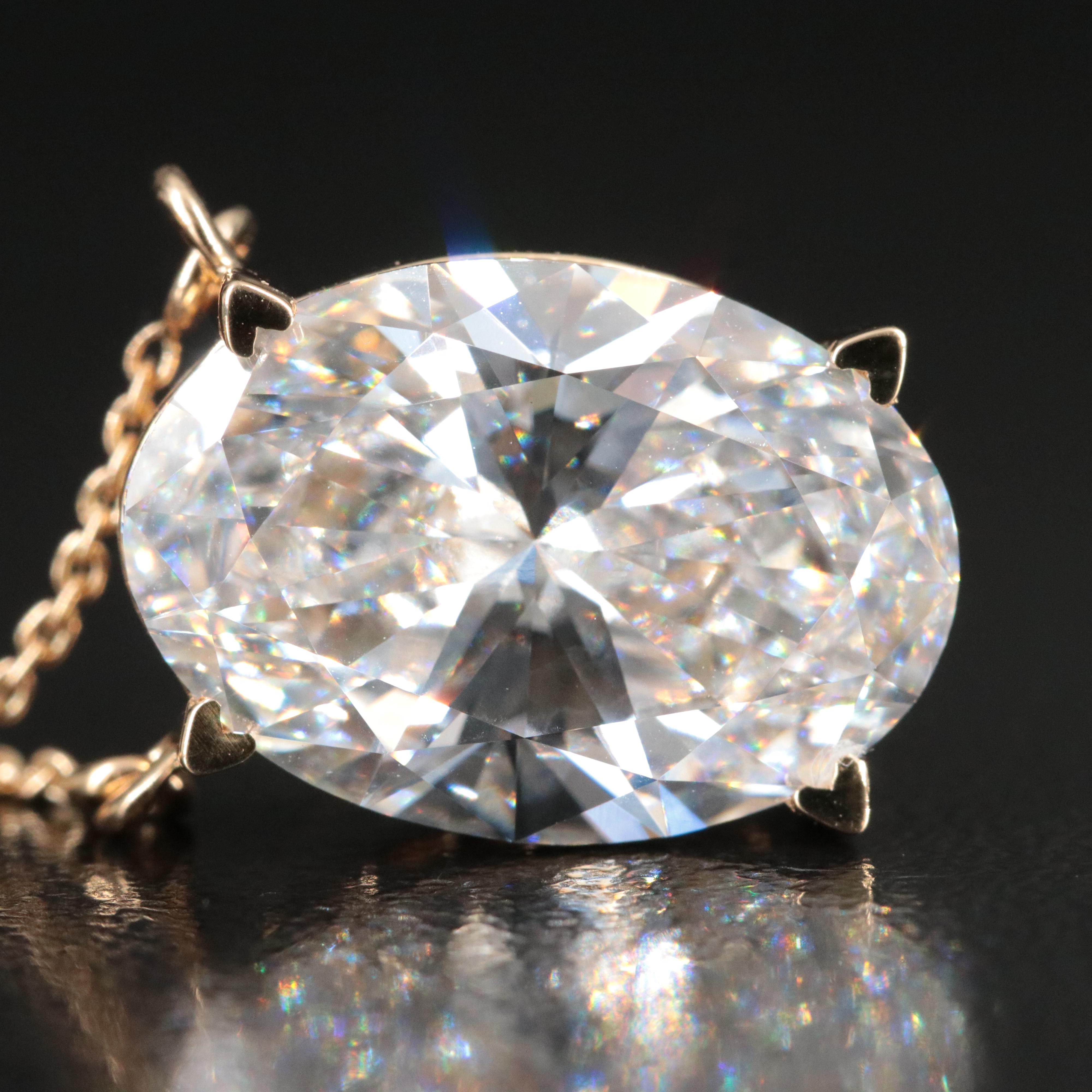 18K 6.01 CT Lab Grown Diamond Solitaire Necklace with IGI Report