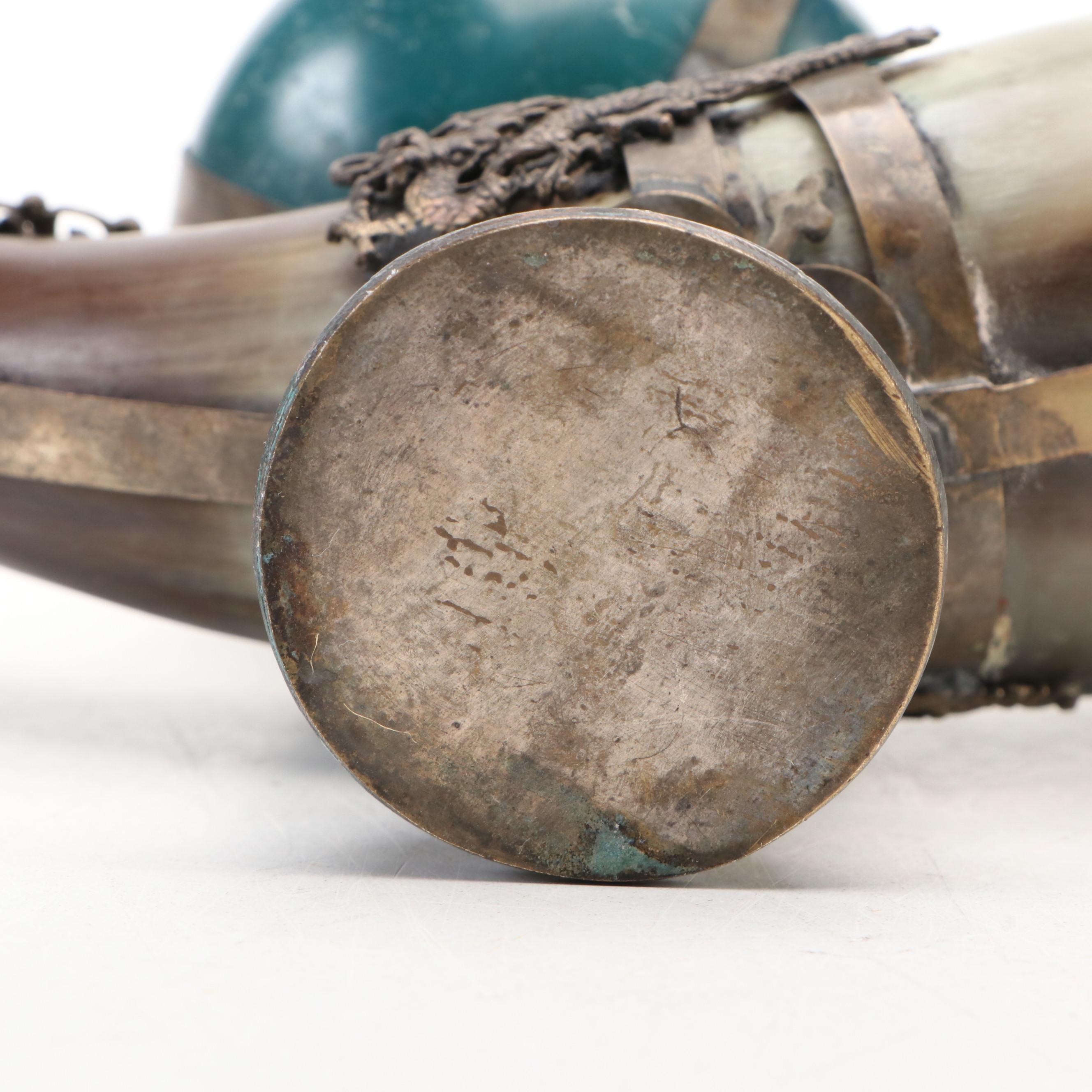 Chinese Dragon & Frog Horn and Cloisonne Censer with Handle