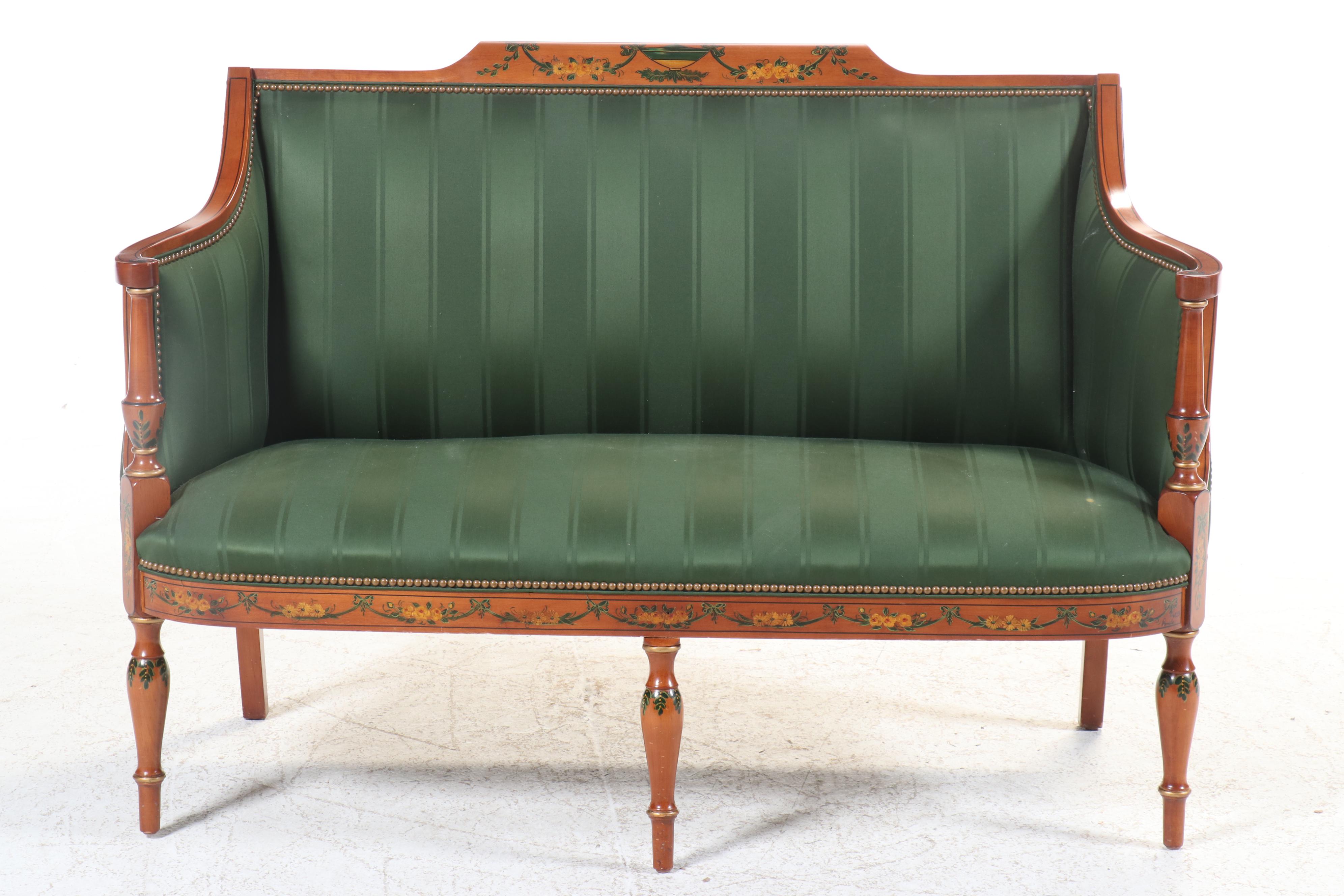 Southwood "Connoisseur" Adam Style Paint-Decorated Mahogany Settee
