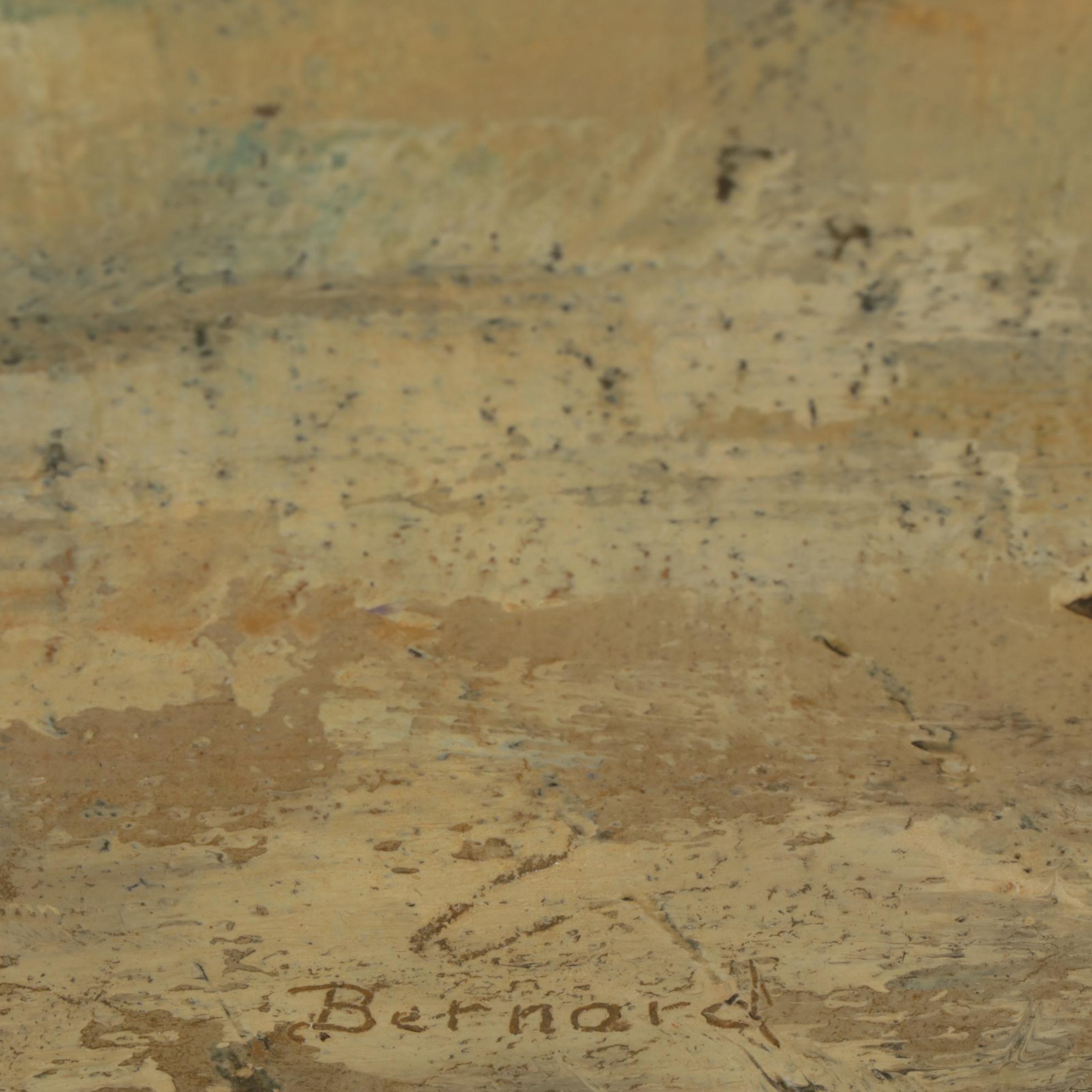 Louise N. Bernard Impressionist Style Beach Scene Oil Painting, Mid 20th Century