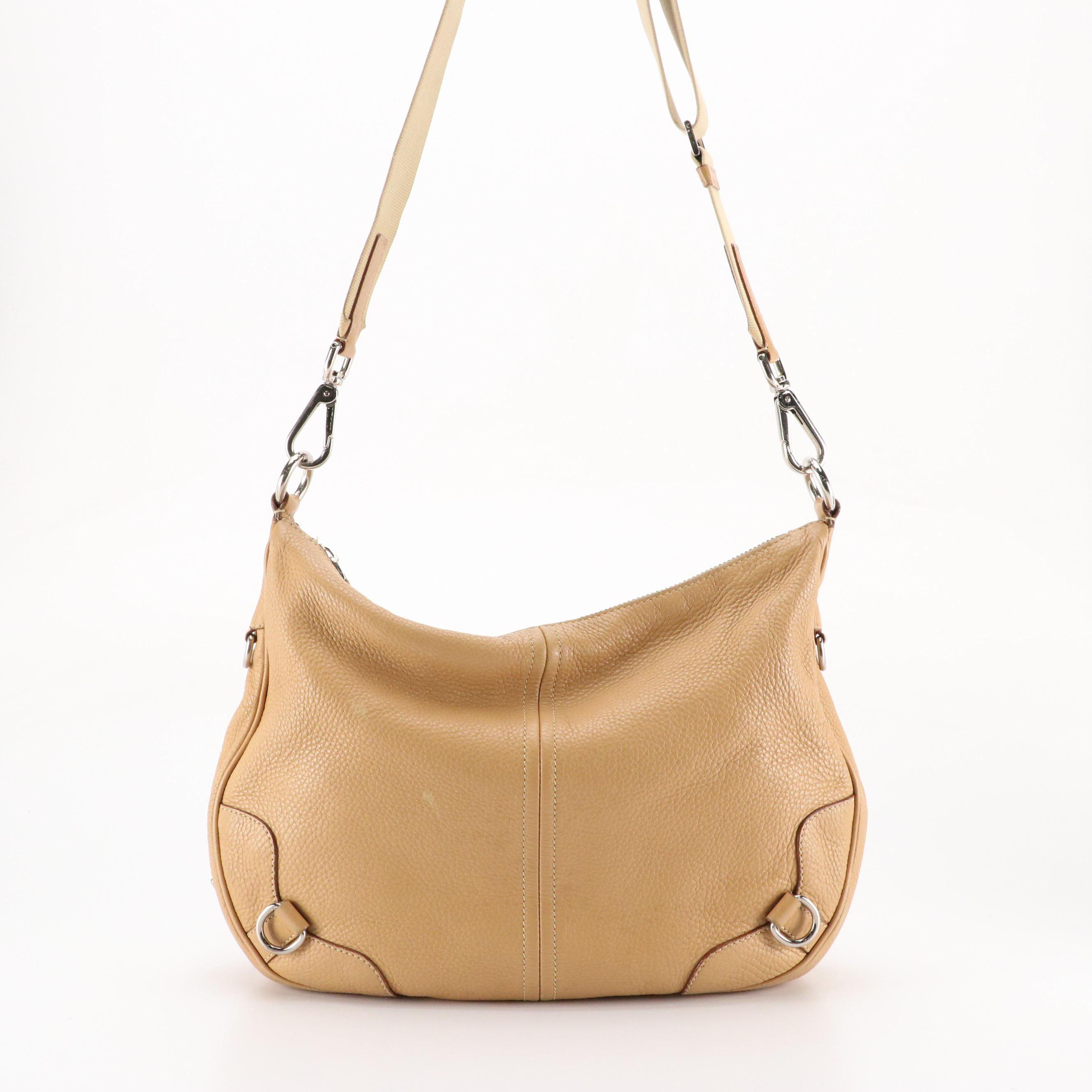 Prada Hobo Crossbody Bag in Brown Vitello Daino Leather