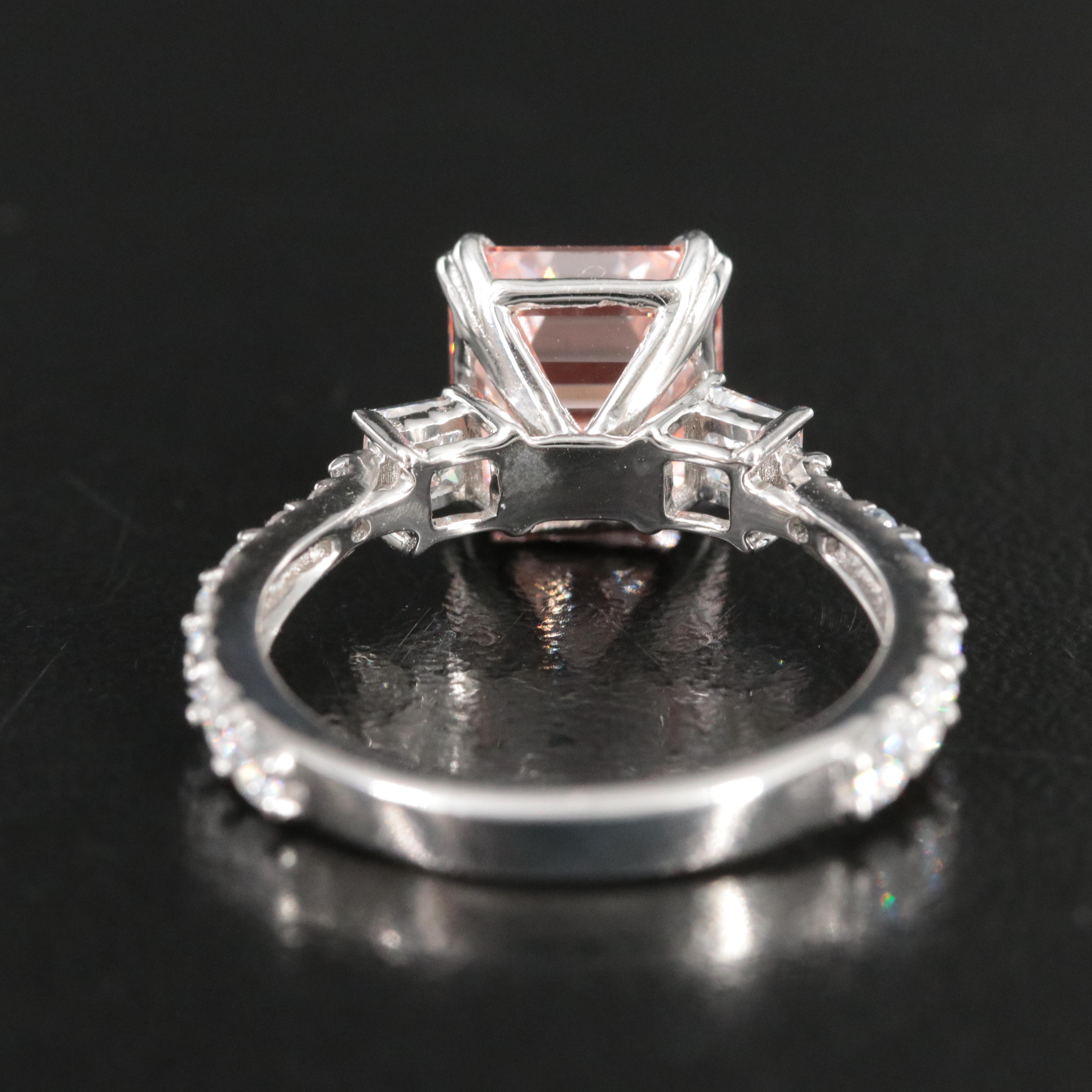 Platinum 3.87 CTW Lab Grown Diamond Ring with Fancy Pink Center and IGI Report