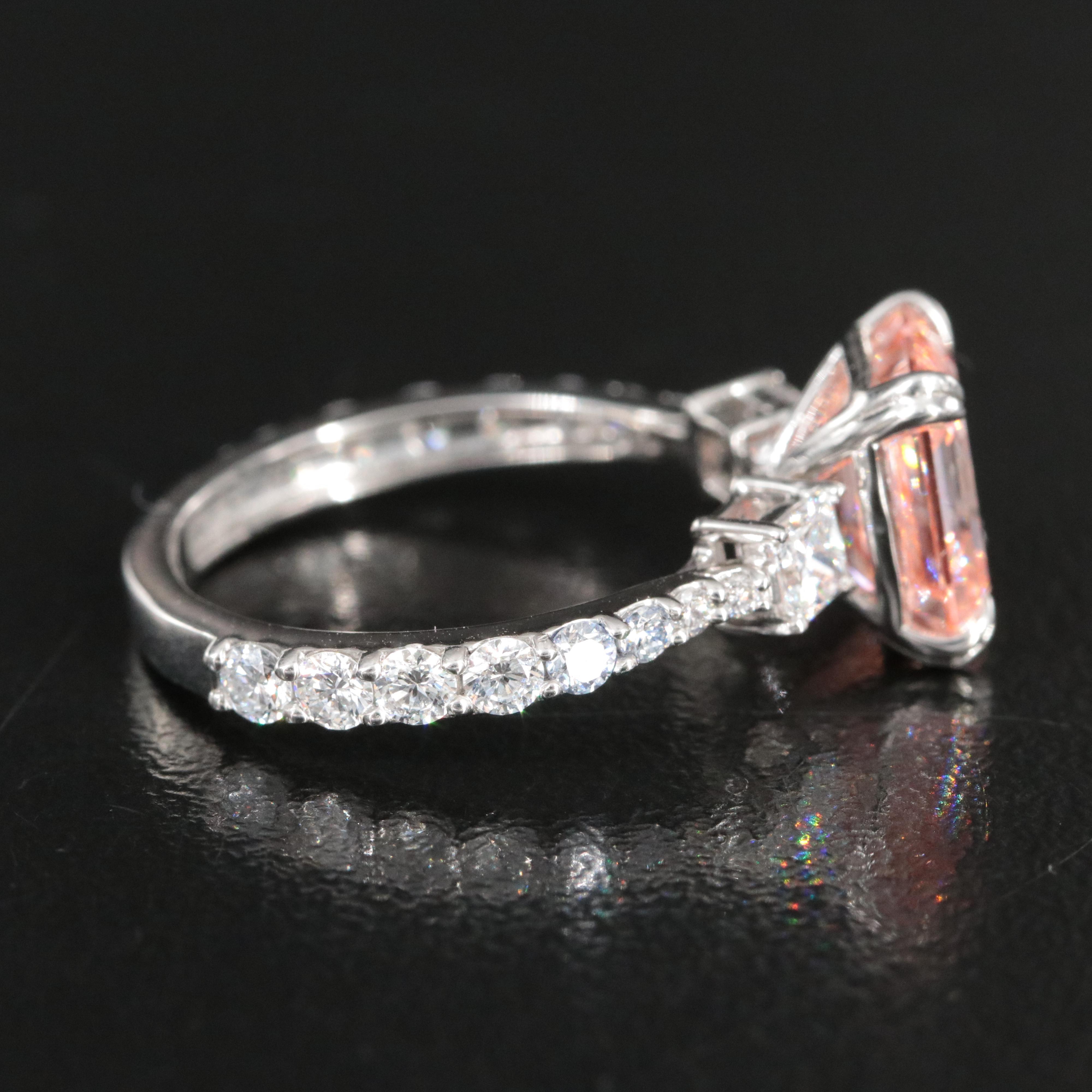 Platinum 3.87 CTW Lab Grown Diamond Ring with Fancy Pink Center and IGI Report