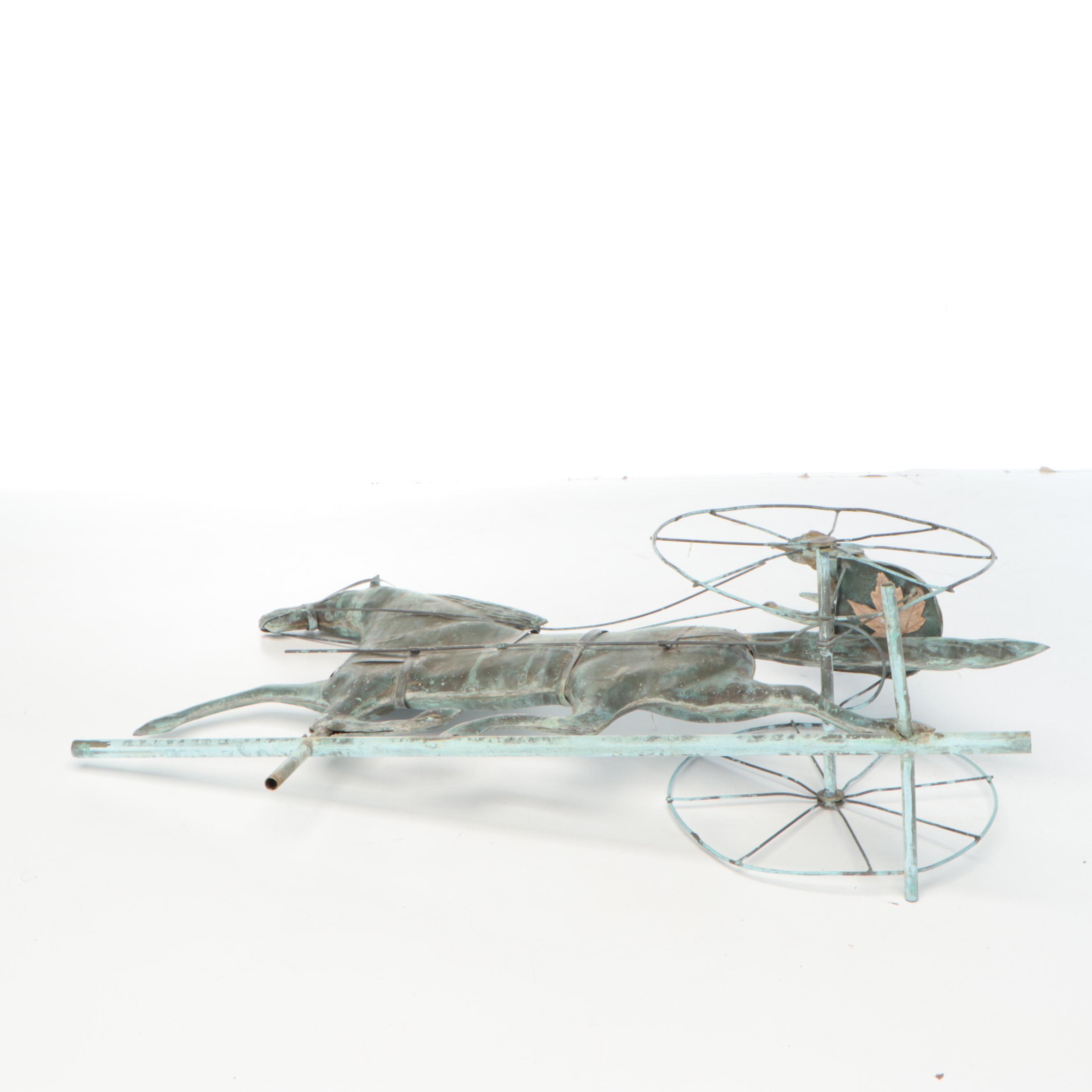 Copper Horse and Jockey Sulky Harness Racing Weather Vane