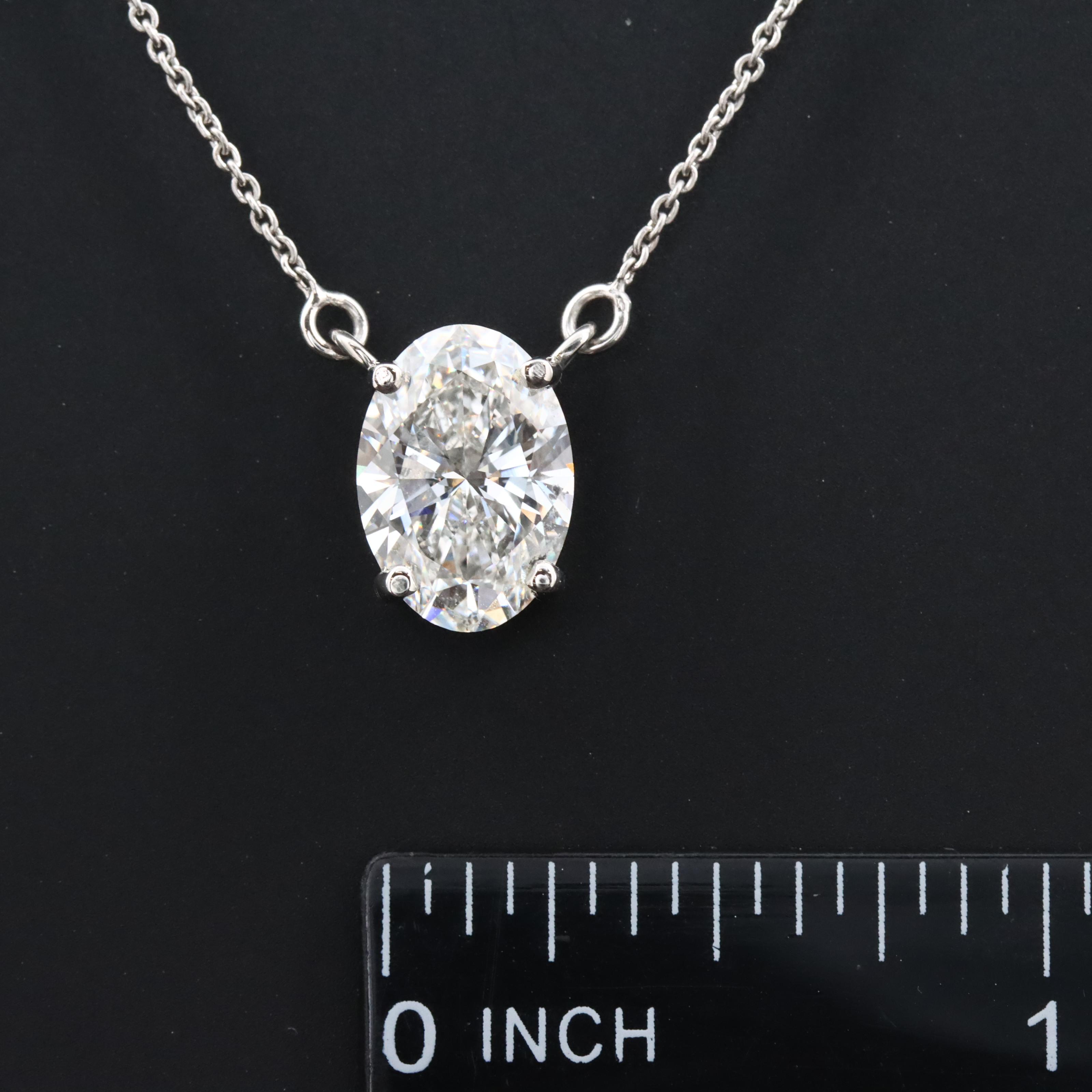 Platinum 3.05 CT Lab Grown Diamond Solitaire Necklace with IGI Report