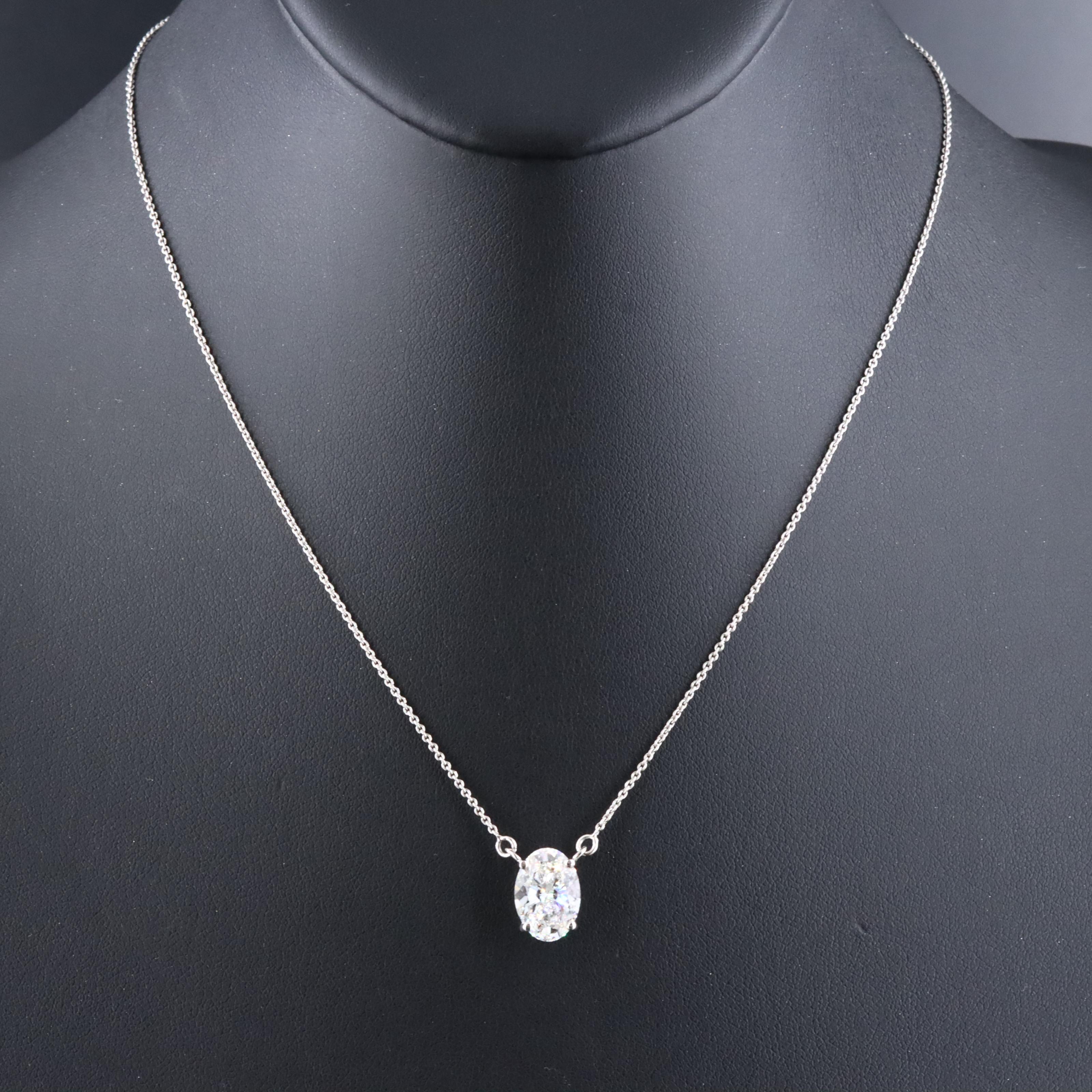Platinum 3.05 CT Lab Grown Diamond Solitaire Necklace with IGI Report
