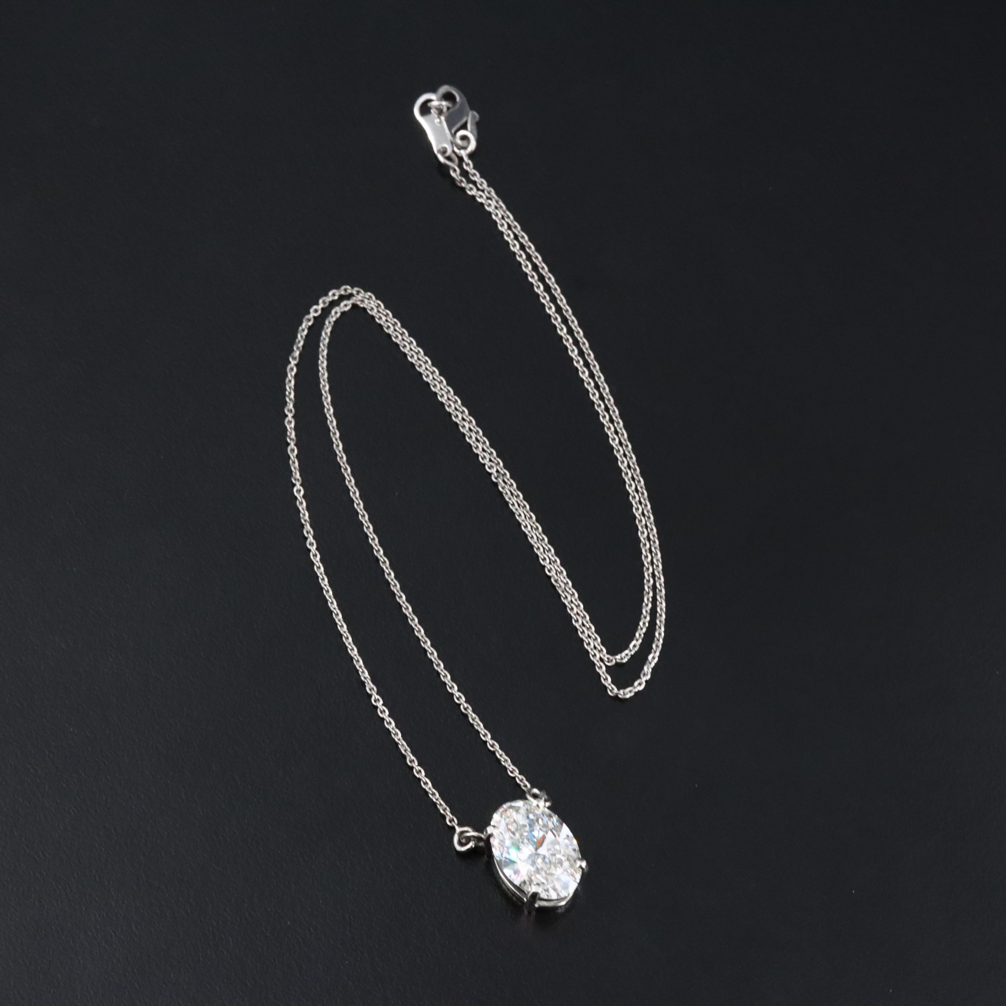 Platinum 3.05 CT Lab Grown Diamond Solitaire Necklace with IGI Report