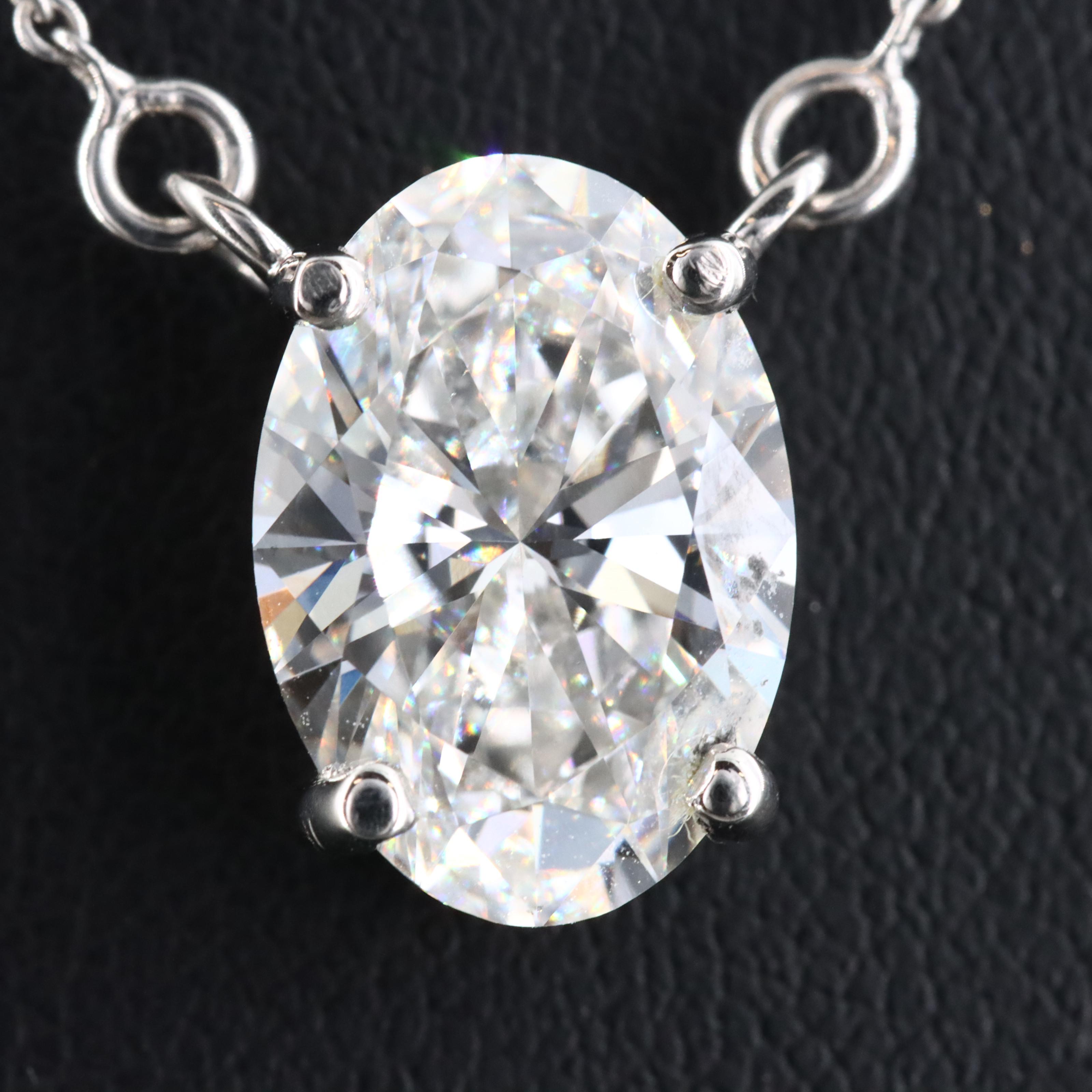 Platinum 3.05 CT Lab Grown Diamond Solitaire Necklace with IGI Report