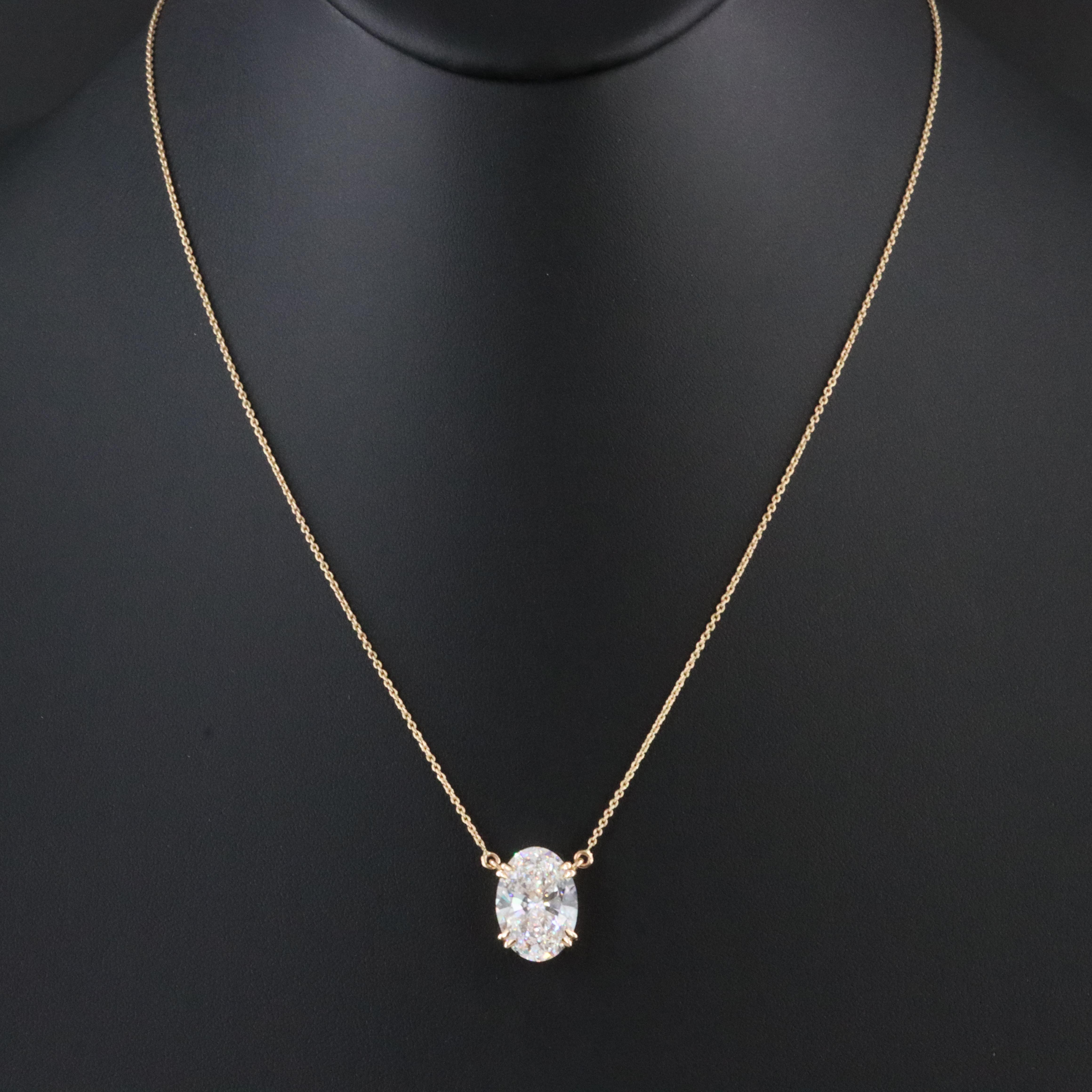 18K 6.04 CT Lab Grown Diamond Solitaire Necklace with IGI Report