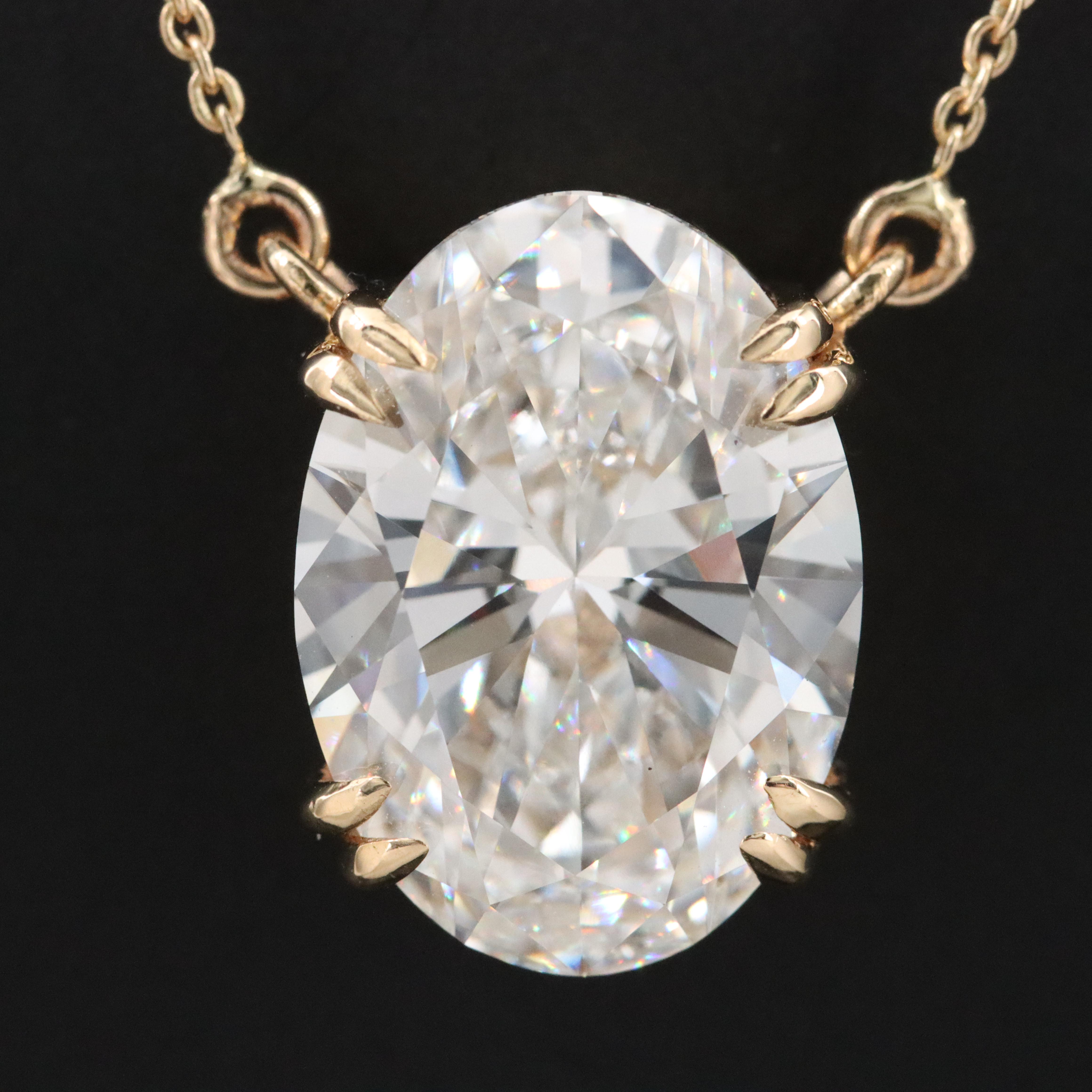 18K 6.04 CT Lab Grown Diamond Solitaire Necklace with IGI Report