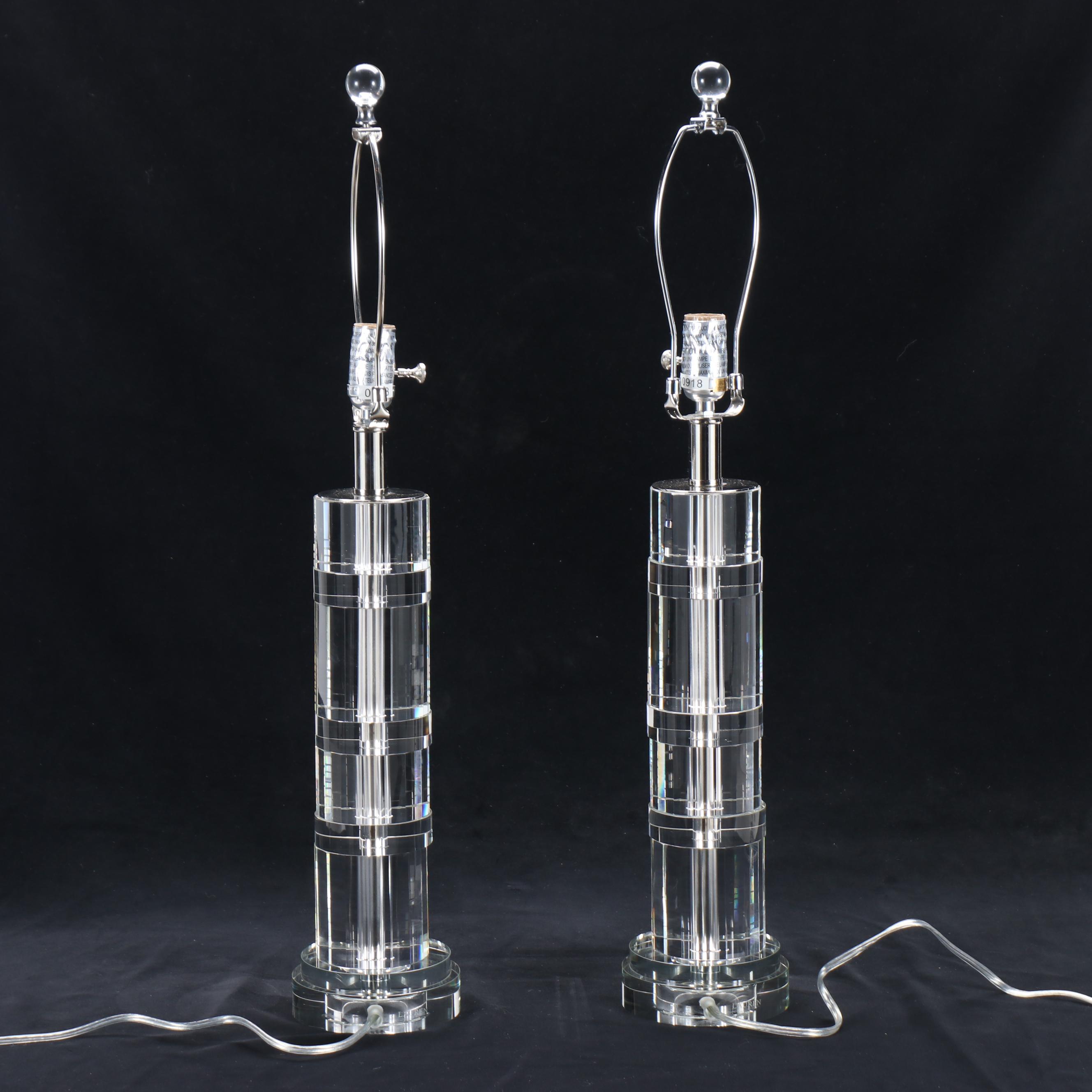 Ralph Lauren "Farrah" Crystal Glass Table Lamps
