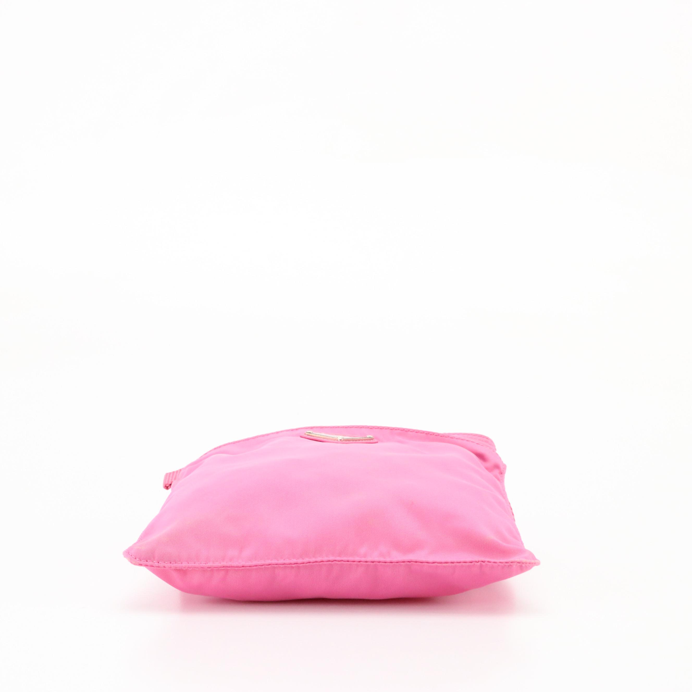 Prada Convertible Mini Messenger Bag in Bubblegum Pink Tessuto Nylon