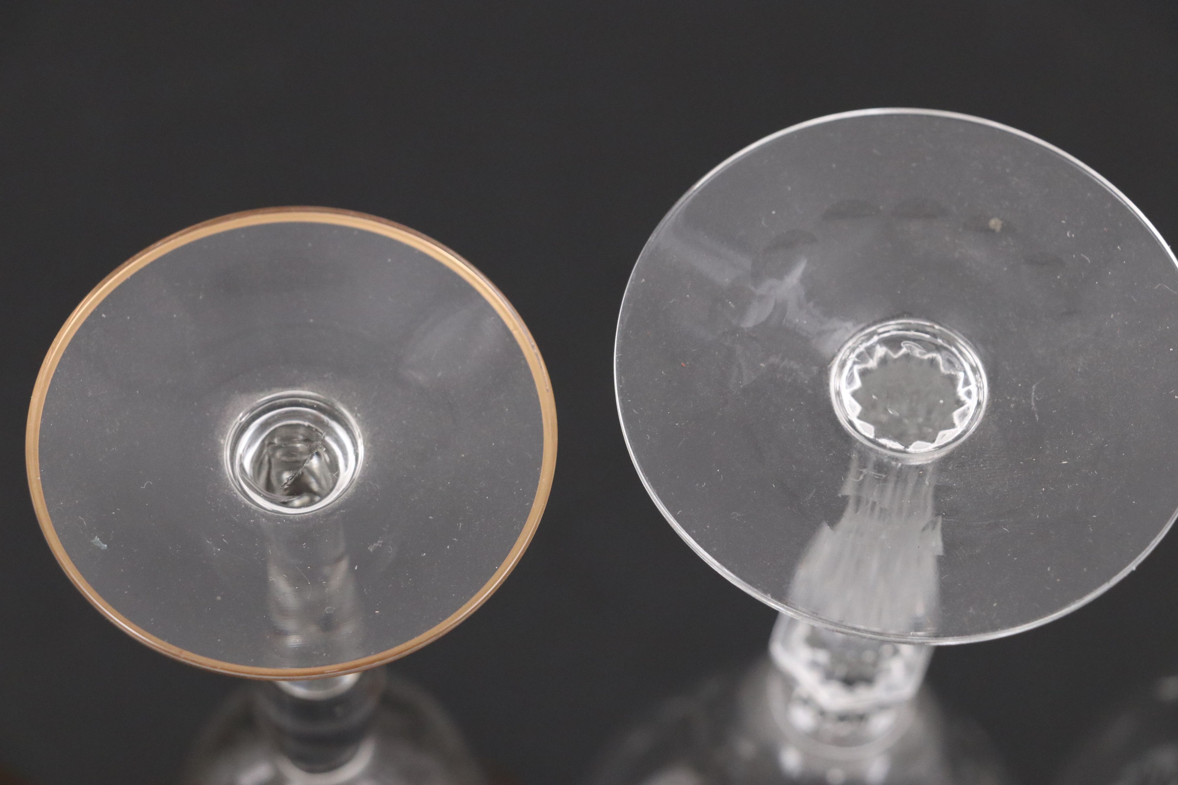 Glastonbury-Lotus "Rambler Rose" with Other Cut and Etched Glass Cordial Glasses