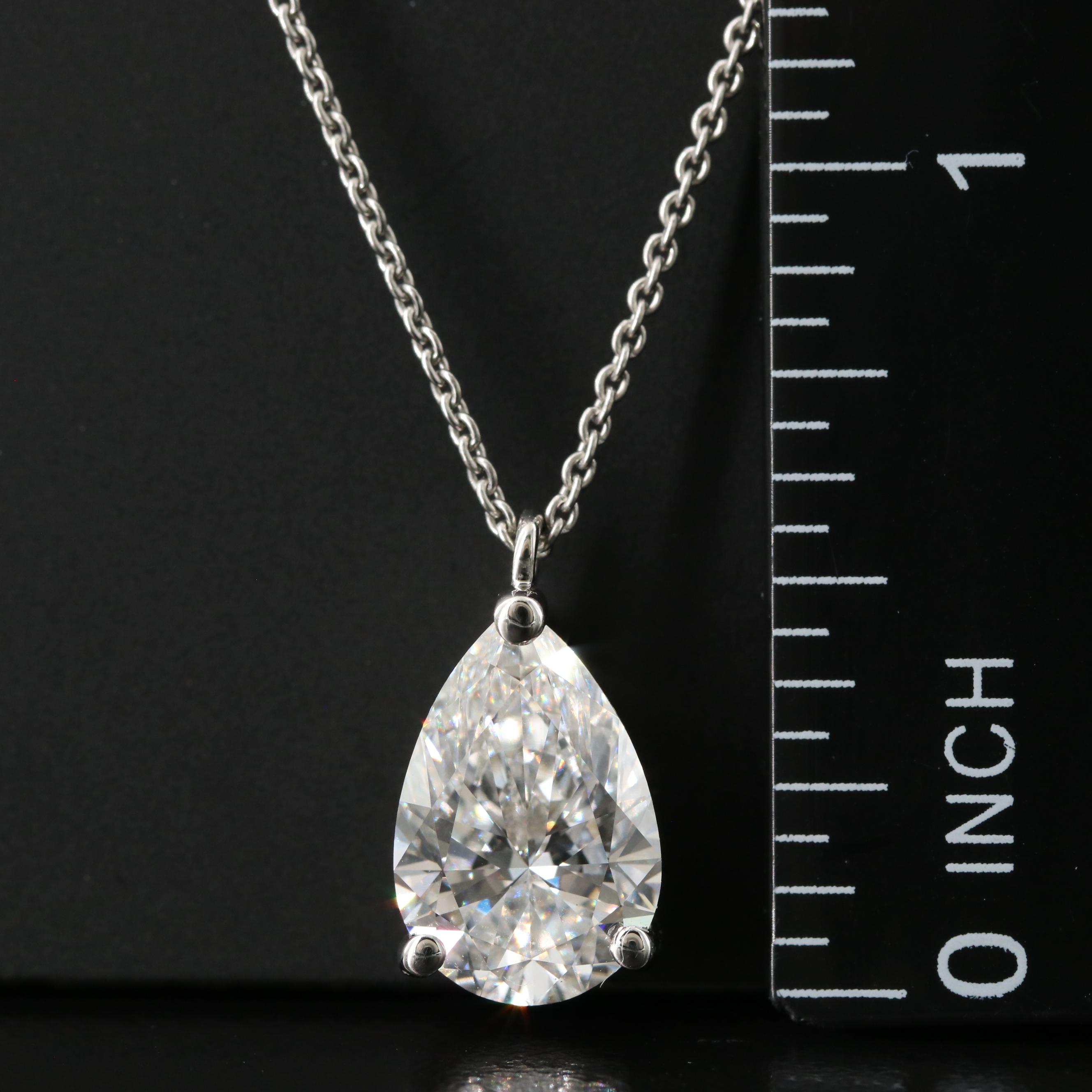 Platinum 3.09 CT Lab Grown Diamond Solitaire Necklace with IGI Report