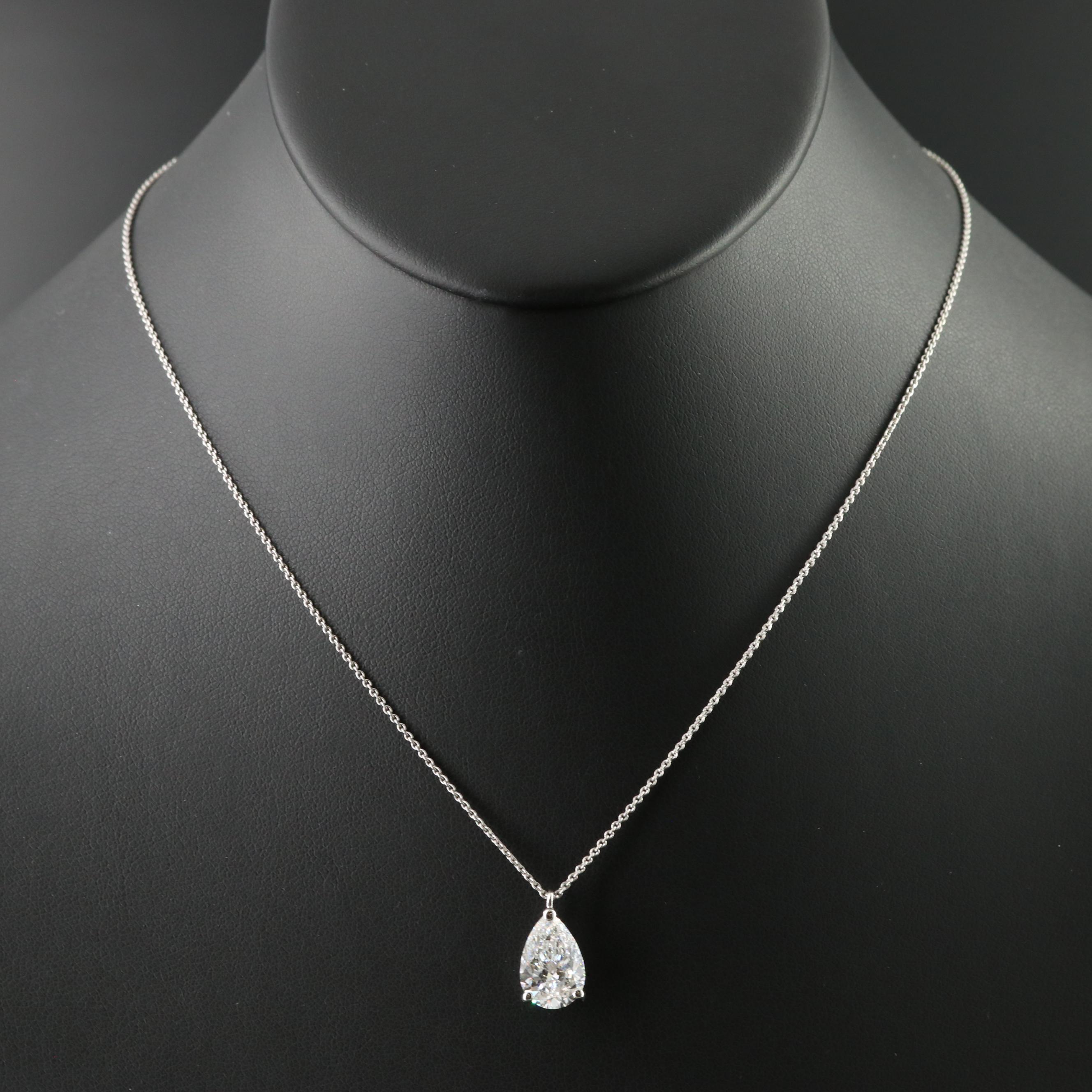 Platinum 3.09 CT Lab Grown Diamond Solitaire Necklace with IGI Report