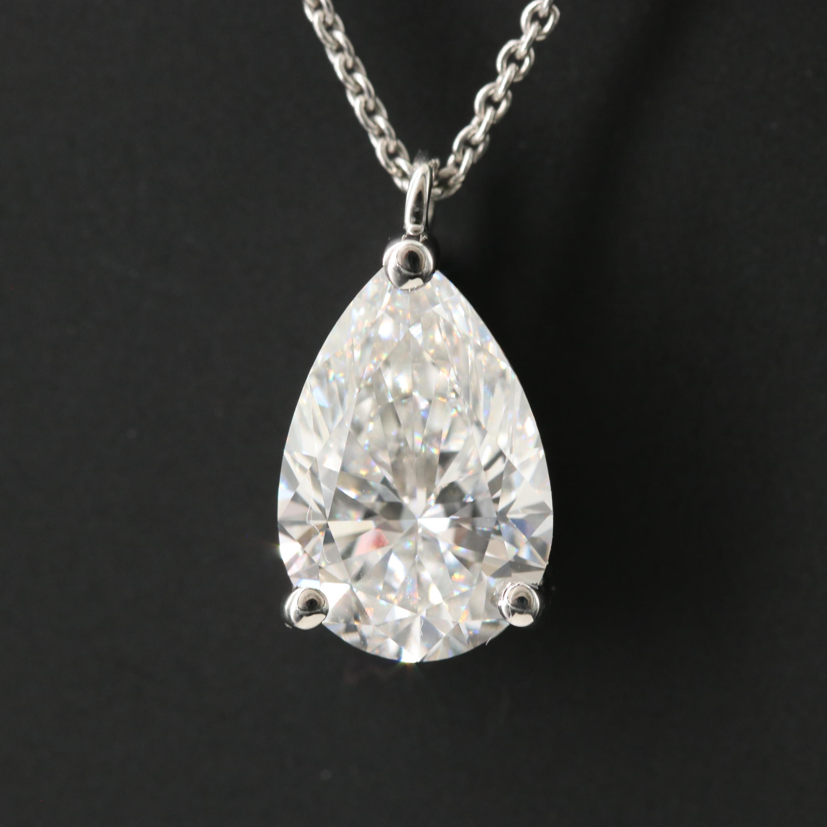 Platinum 3.09 CT Lab Grown Diamond Solitaire Necklace with IGI Report