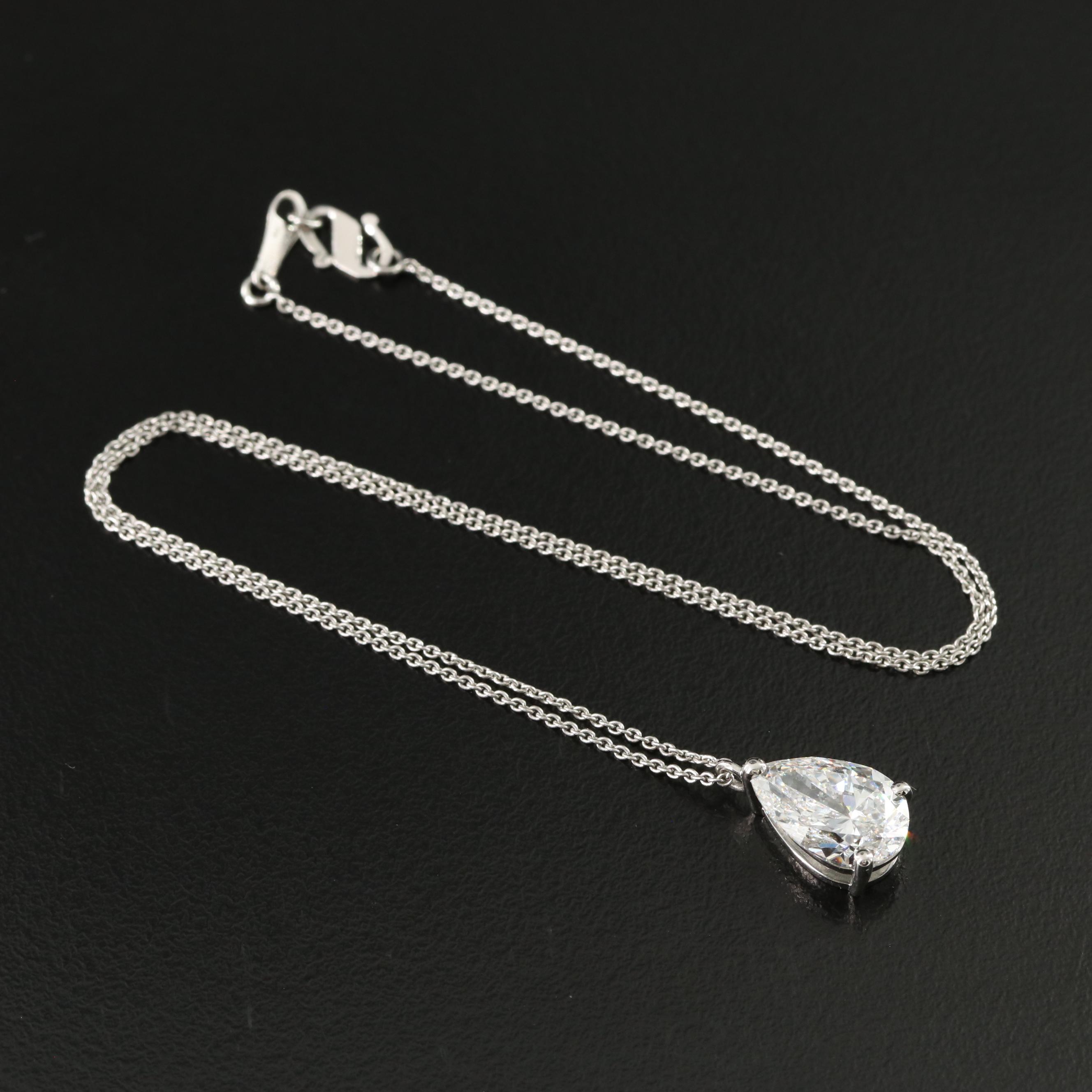Platinum 3.09 CT Lab Grown Diamond Solitaire Necklace with IGI Report