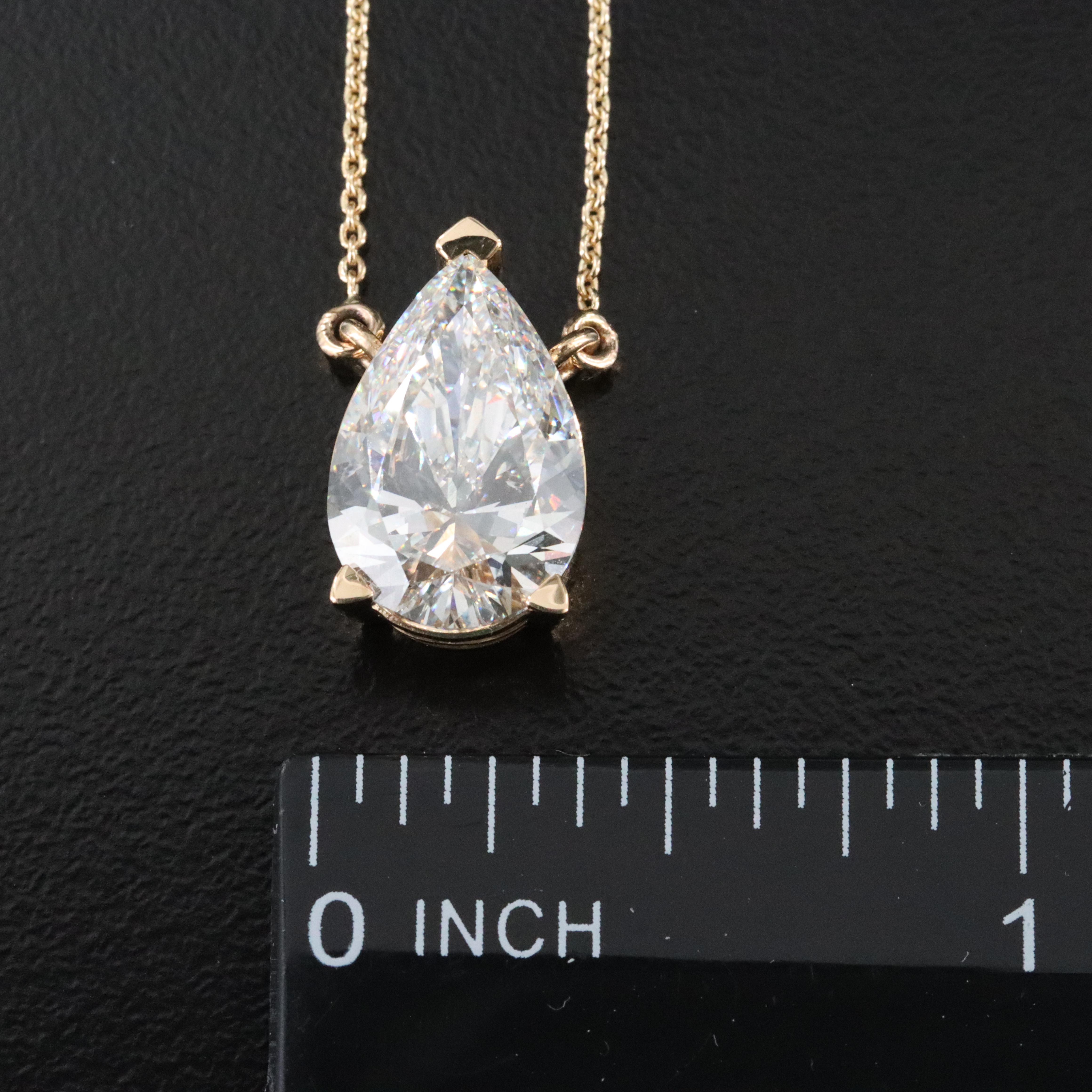 18K 4.05 CT Lab Grown Diamond Solitaire Necklace with IGI Report