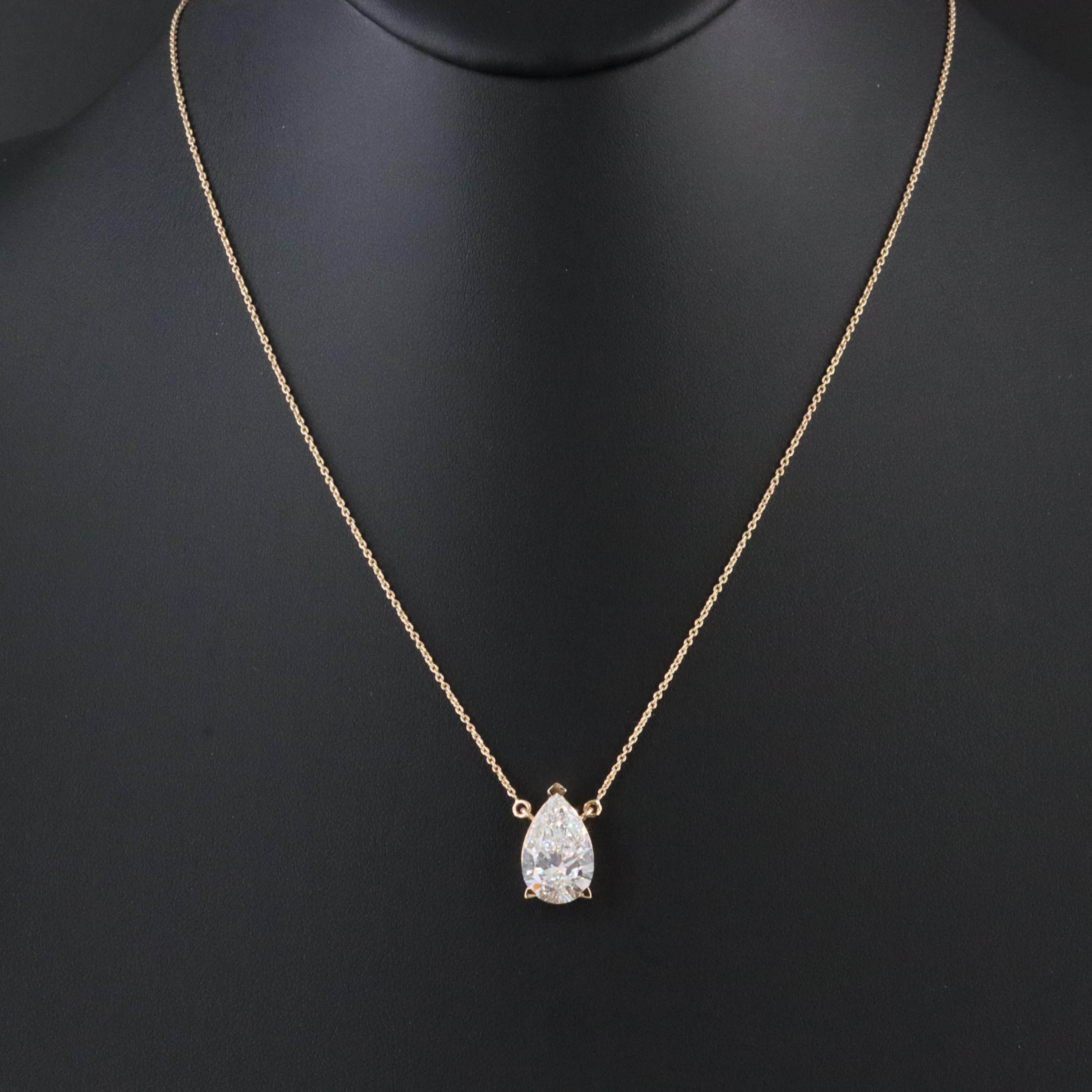 18K 4.05 CT Lab Grown Diamond Solitaire Necklace with IGI Report
