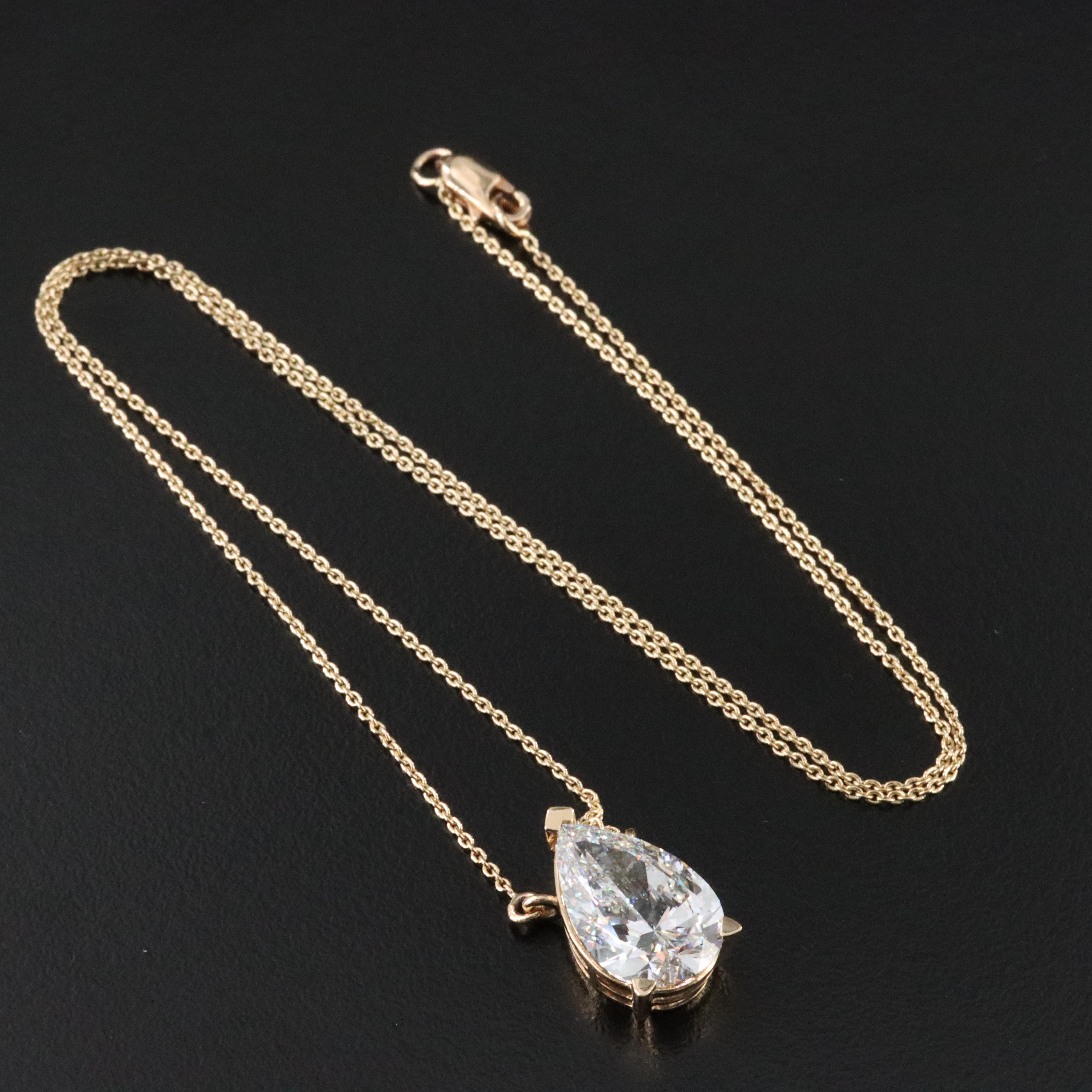 18K 4.05 CT Lab Grown Diamond Solitaire Necklace with IGI Report