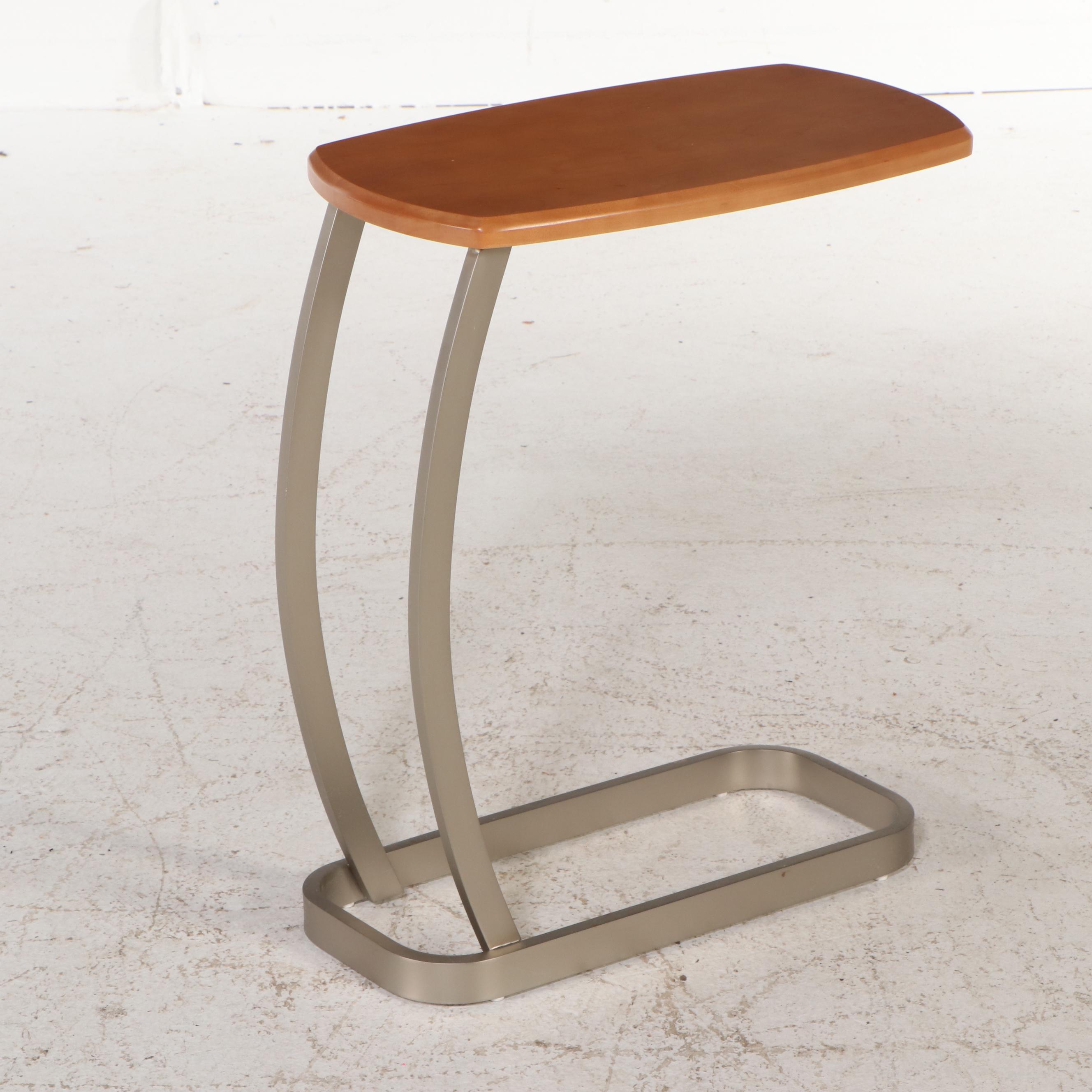 Ethan Allen Postmodernist Style Wood and Metal Accent Table