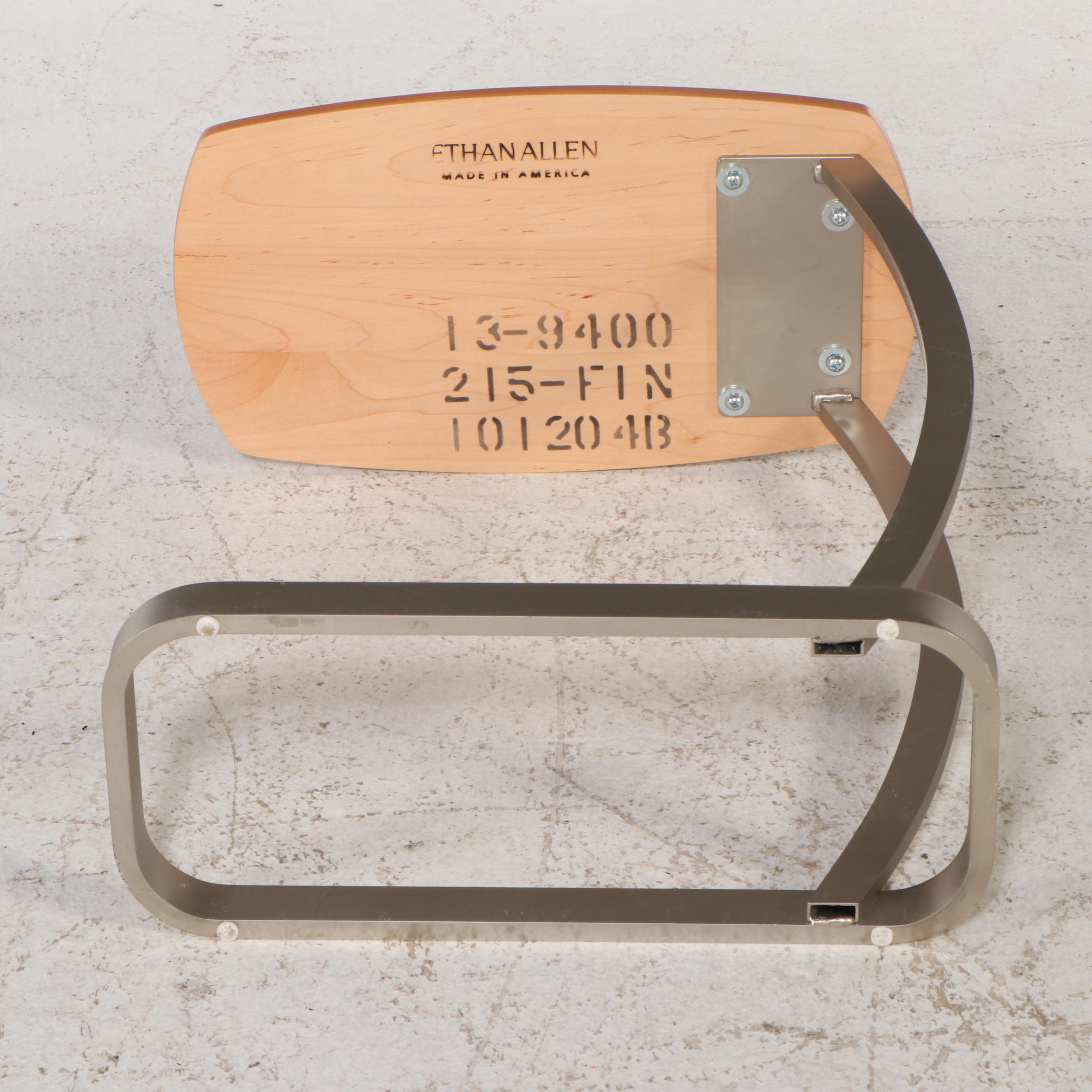 Ethan Allen Postmodernist Style Wood and Metal Accent Table