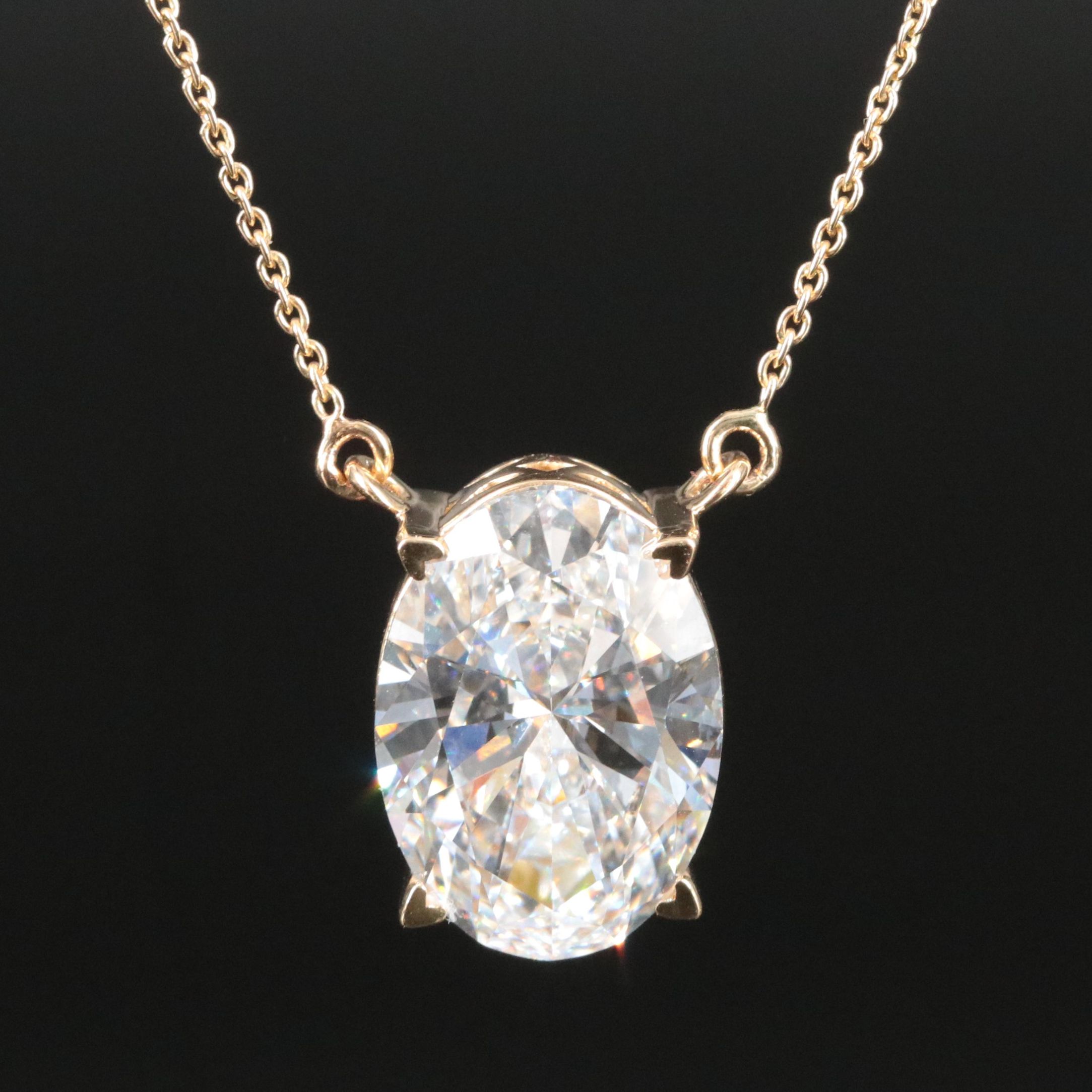 18K 6.01 CT Lab Grown Diamond Solitaire Necklace with IGI Report
