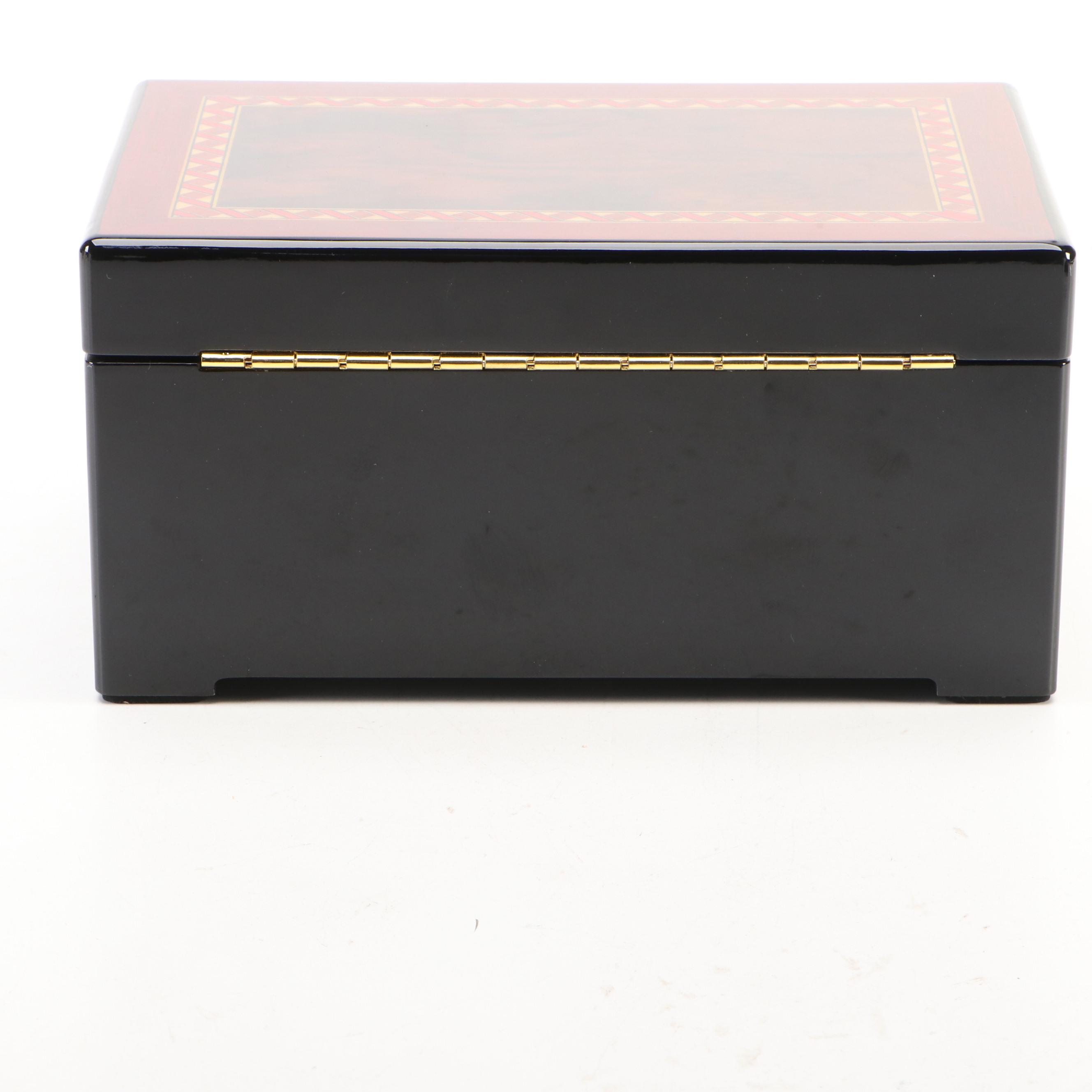 Jere String Trim and Burl Laminate Jewelry Box