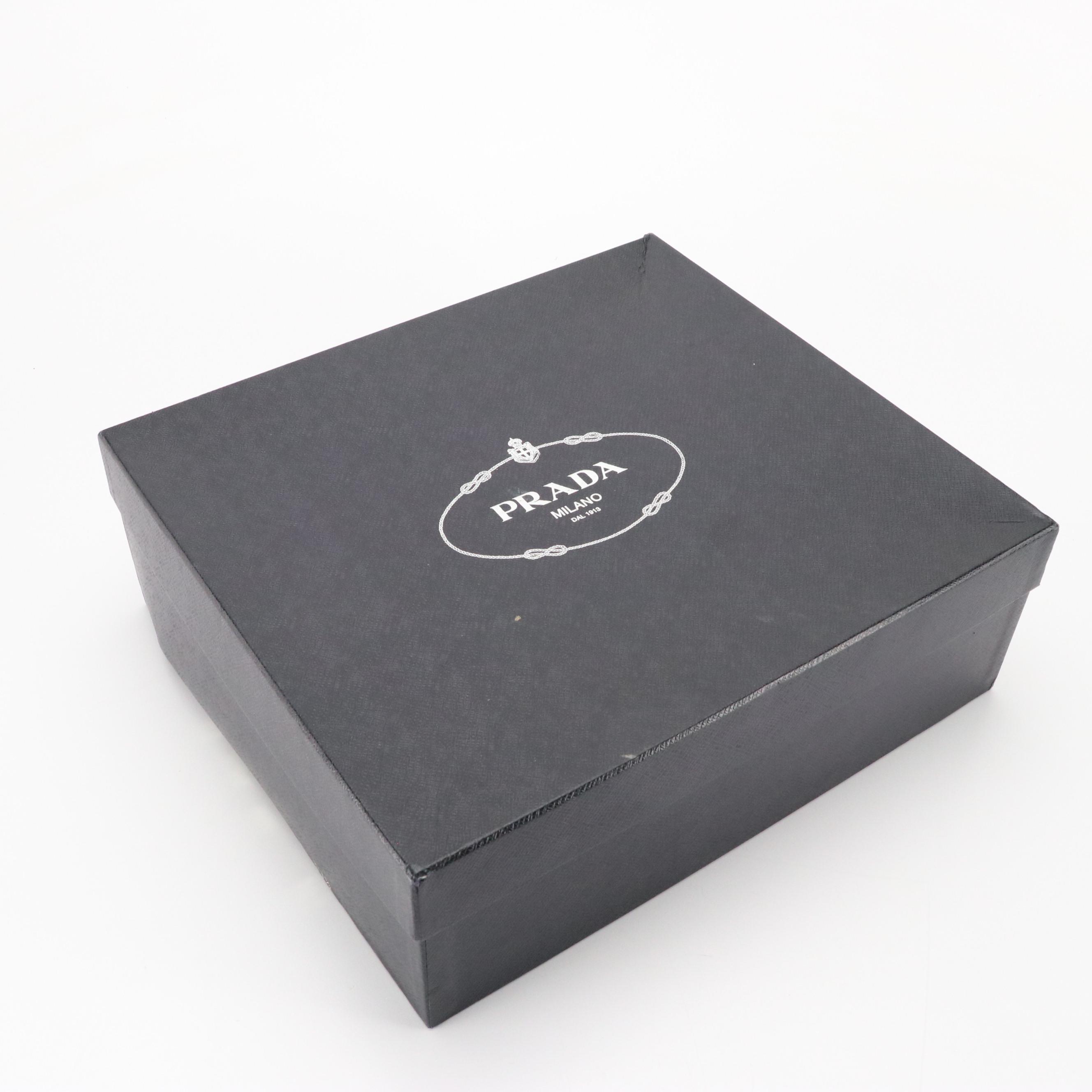 Prada High-Heeled Platform Sandals with Fur Trim in Box